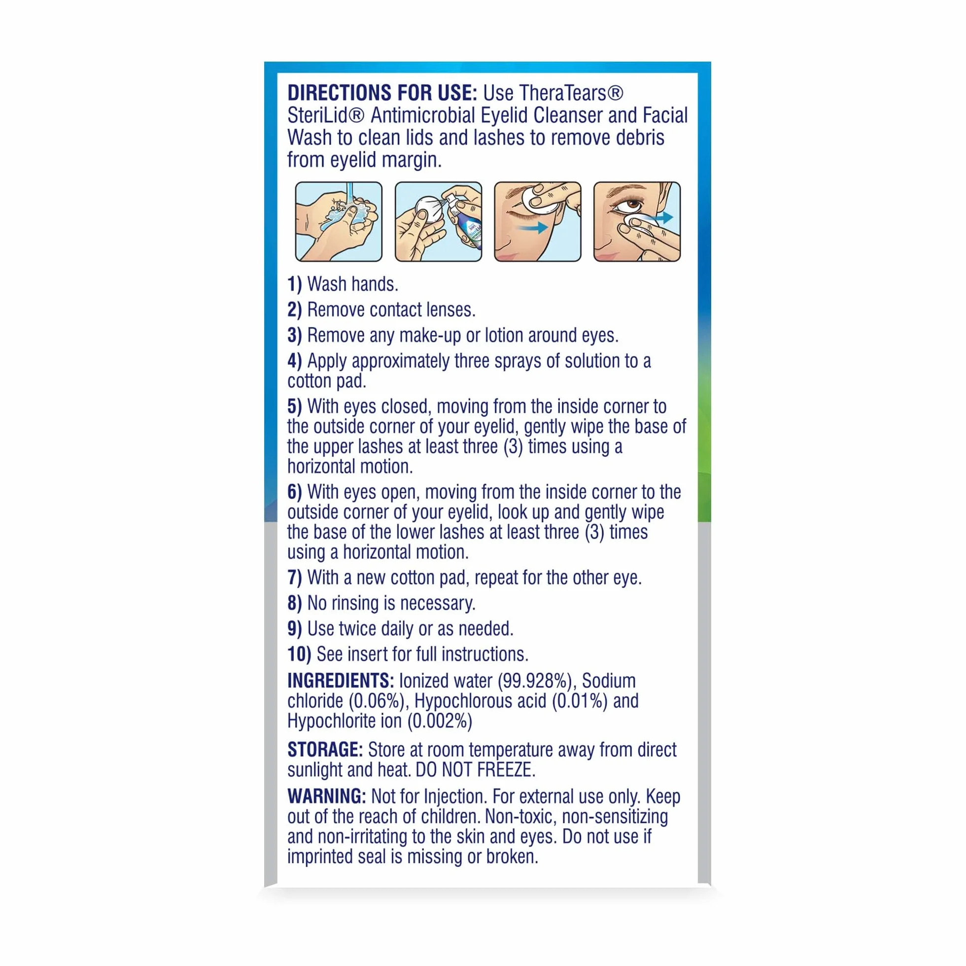 TheraTears SteriLid Antimicrobial Eyelid Cleanser and Facial Wash, 2 Fl Oz Spray