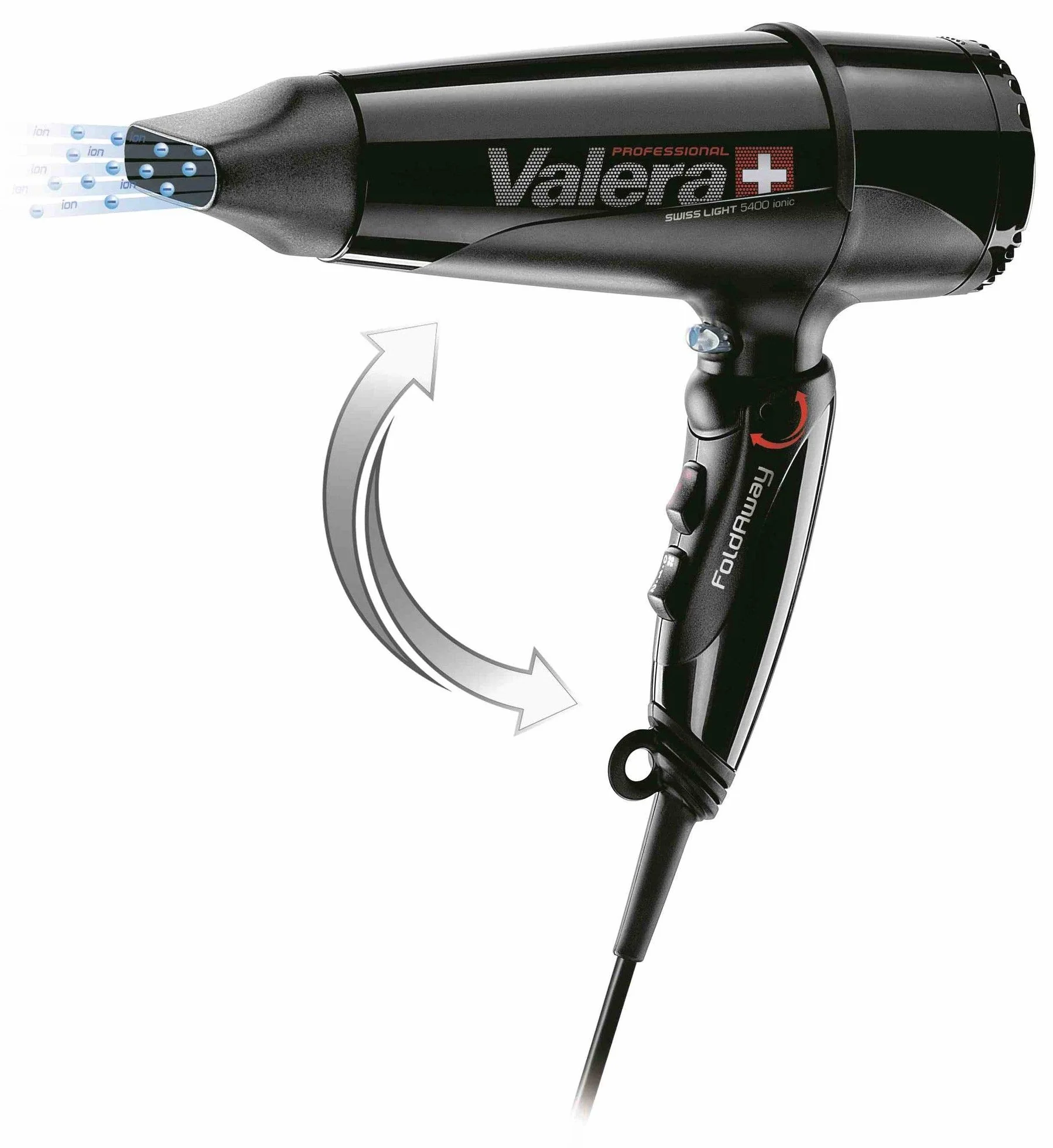 Valera - Swiss Light Fold-Away 5400 Profesjonalna Jonowa Suszarka Do Włosów - Składana I Lekka, 2000 W, Czarny/Czerwony, 55605003