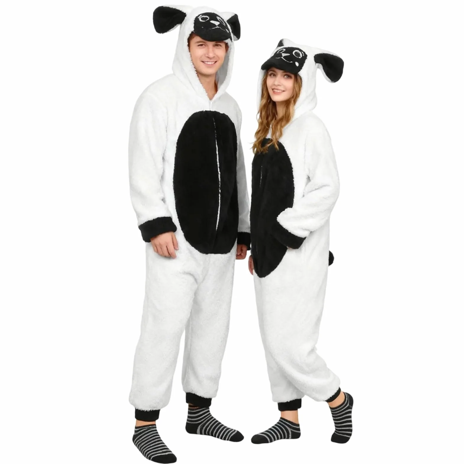 Świąteczna piżama jednoczęściowa dla kobiet, owca, jednoczęściowy kostium, Boże Narodzenie, bluza z kapturem, piżama, unisex, przytulny kombinezon do spania, zwierzę, fantazyjny strój dla