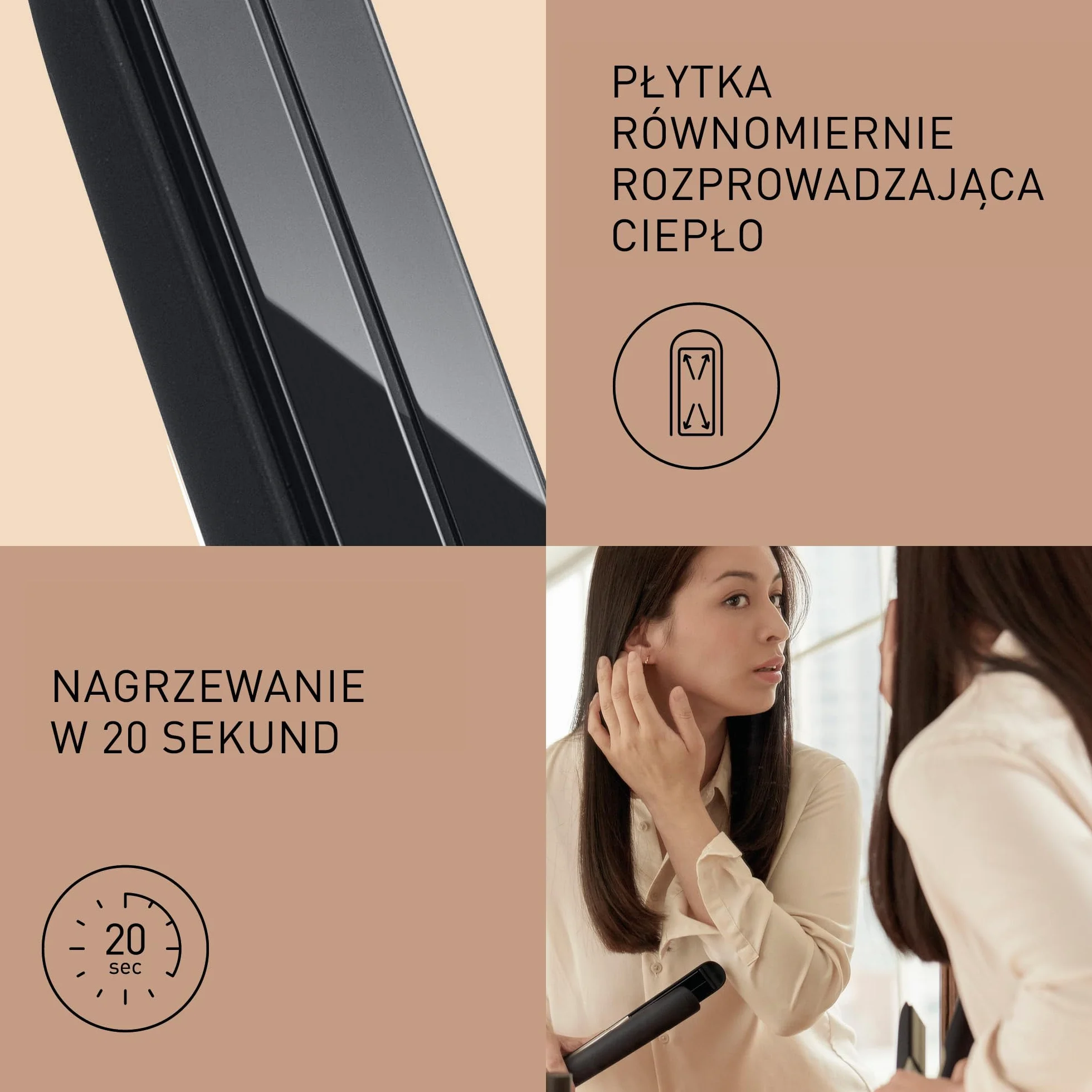 Panasonic Glätteisen EH-HS0E nanoe™-Technologie, mit 3D Keramikplatten und intelligenter Temperaturanpassung, schwarz-champagner
