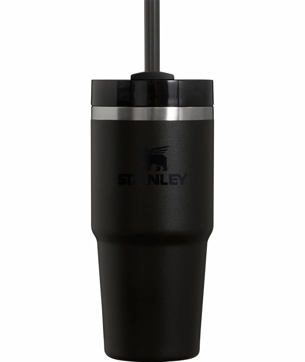 Stanley Quencher H2.0 Kubek ze słomką i 3-drożną zakręcaną pokrywką, kubek próżniowy ze stali nierdzewnej, bez BPA, kompatybilny z uchwytami na kubki podróżne, 414 ml, czarny 2,0