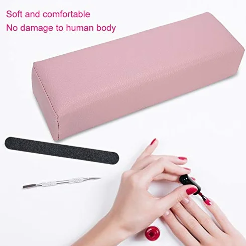Paznokcie Podpórka Manicure Poduszka do rąk do paznokci Miękka i trwała poduszka do manicure ze skóry PU do paznokci na stół do paznokci 30 x 9,5 x 6,5 cm (różowy)