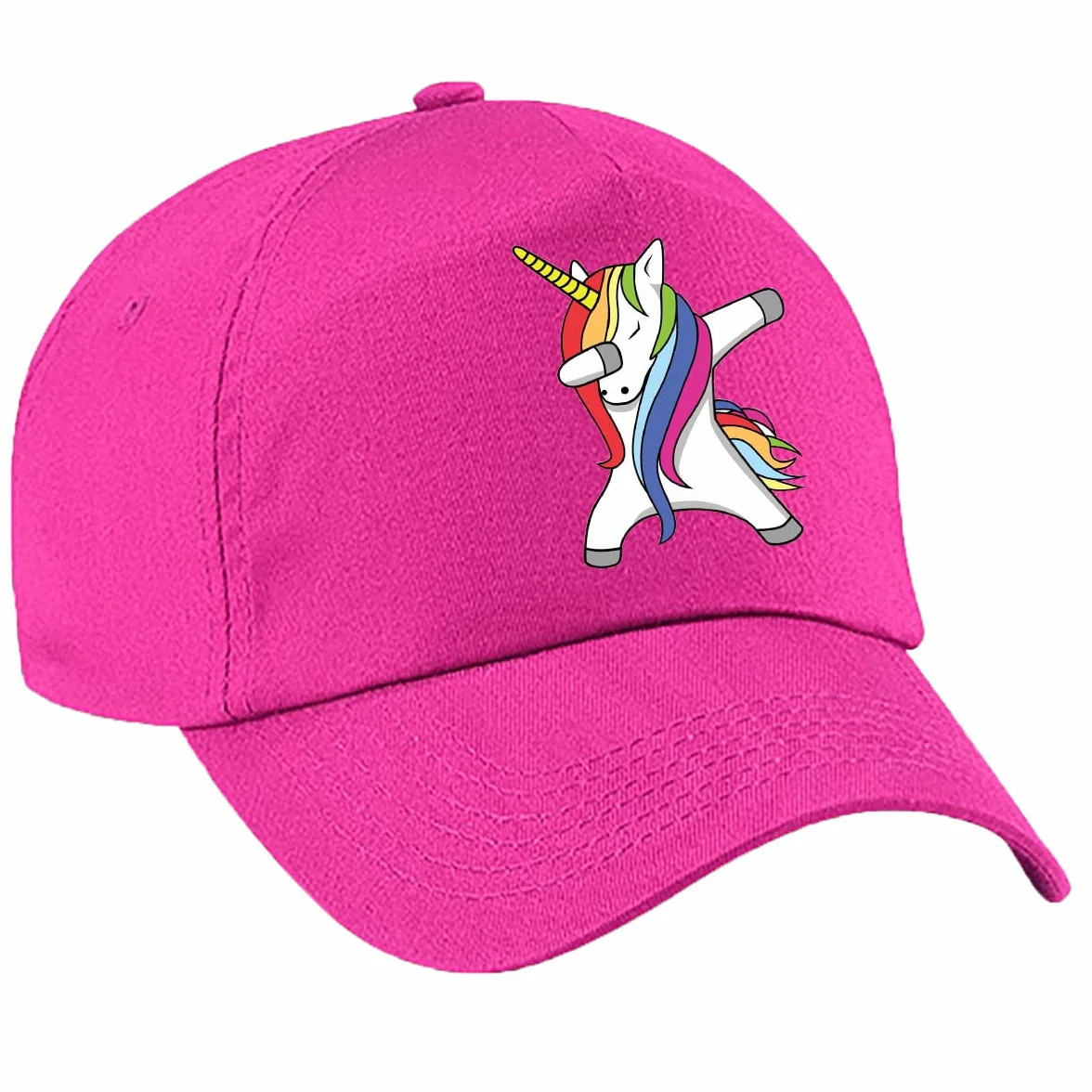 4sold Dziewczęca bajeczna kolorowa czapka z daszkiem z jednorożcem, dziecięca, sportowa, tęczowa, letnia, szkolna, regulowana, bejsbolówka, fuksja, Rozmiar uniwersalny