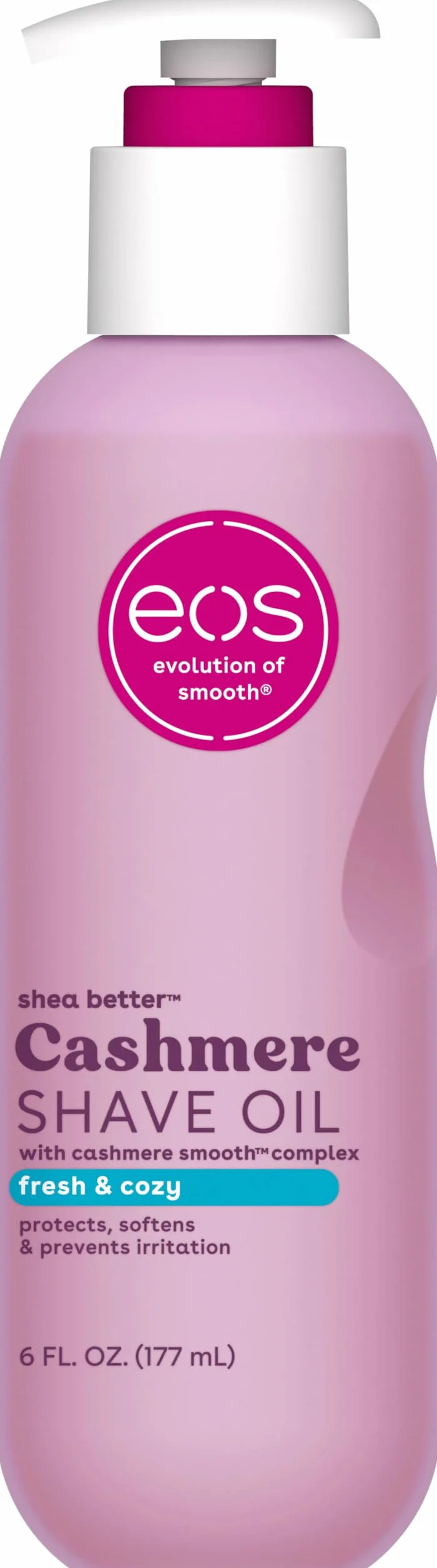 eos Olejek kaszmirowy do golenia – Fresh & Cozy nawilżający olejek do golenia · z masłem shea i gliceryną · do skóry wrażliwej · 177 ml
