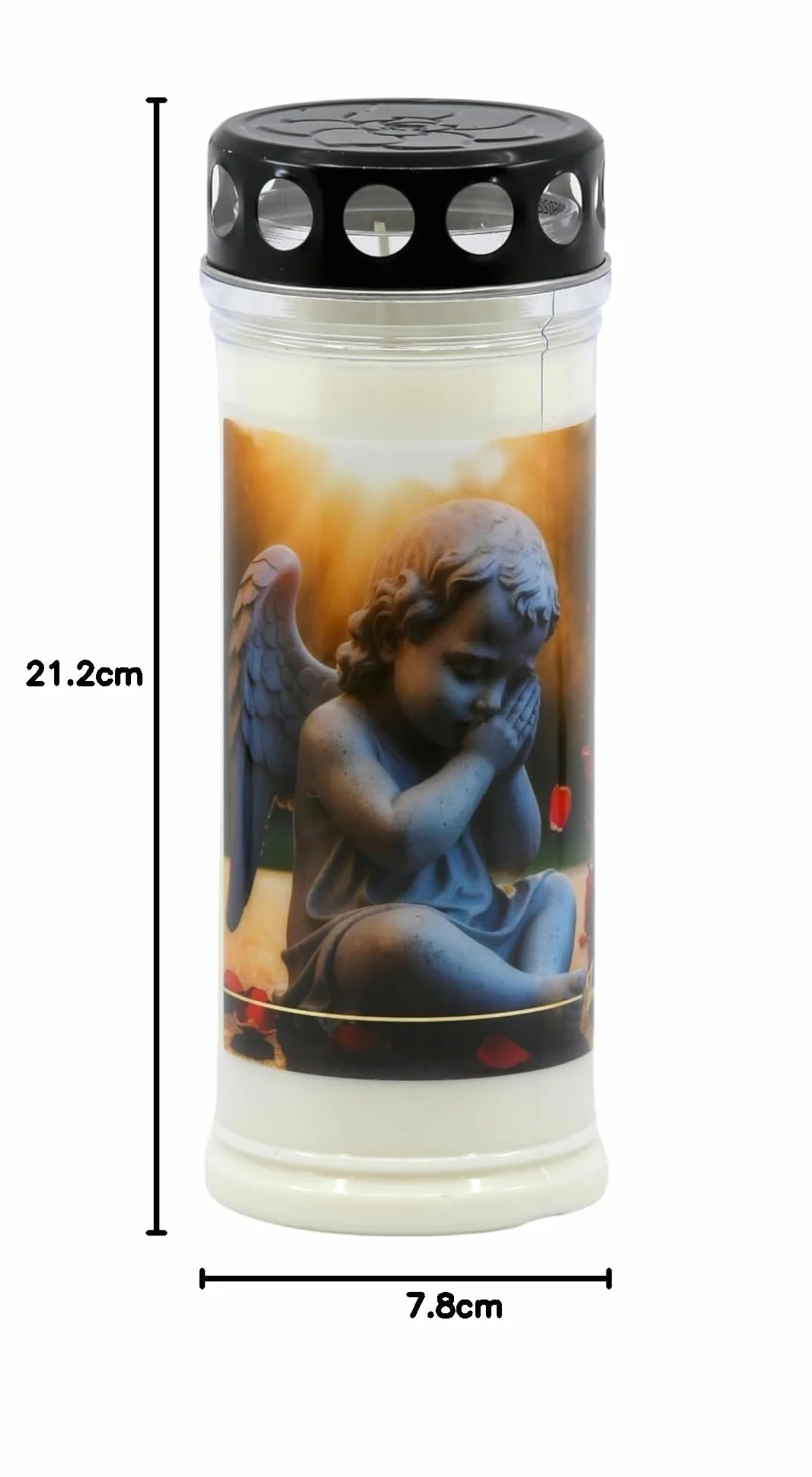 Horeca Candles - Świece Nagrobne z Pokrywkami - Czas Palenia 7 Dni - Zestaw 5 Świec Cmentarnych - Biały Wosk - Świece Zdobione na Grób