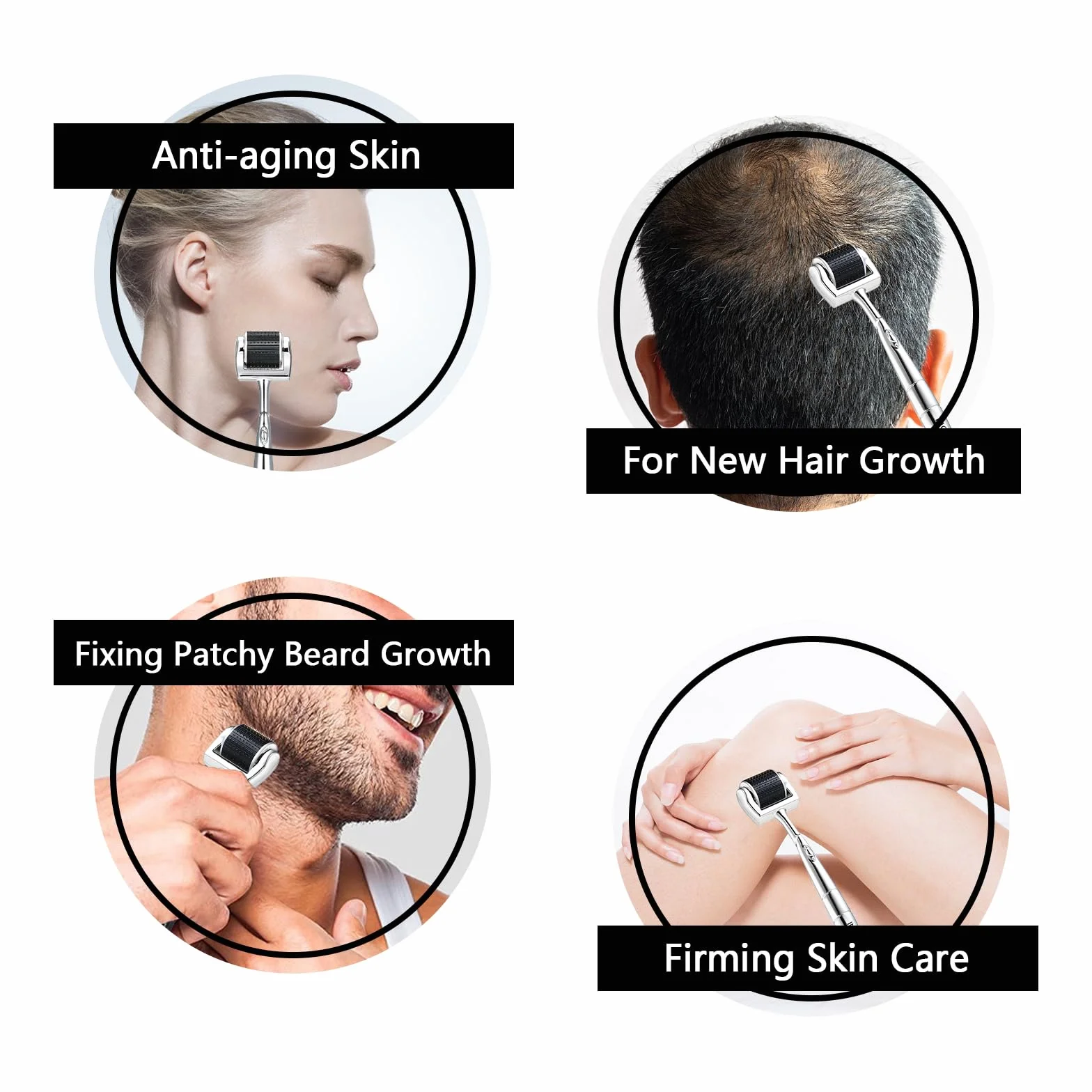 Derma Roller 192 prawdziwe igły, derma Roller 1,0 mm Titanium, skalp Derma Roller Roller do porostu brody, profesjonalny wałek do pielęgnacji skóry dla kobiet i mężczyzn