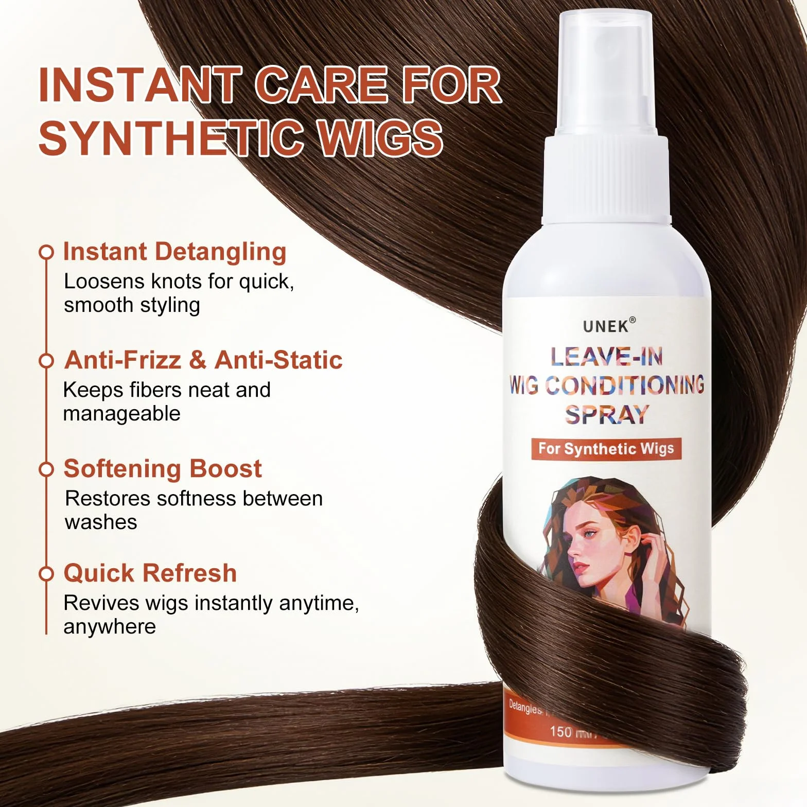 UNEK Leave-in spray do pielęgnacji peruki syntetycznej 150 ml