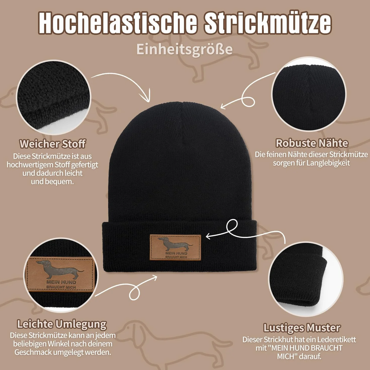 Jamnik zestaw prezentowy ze skarpetkami czapka z dzianiny, prezenty dla właścicieli psów, jamnik czapka z dzianiny beanie, jamnik skarpetki skarpetki tenisowe skarpetki sportowe, prezent dla