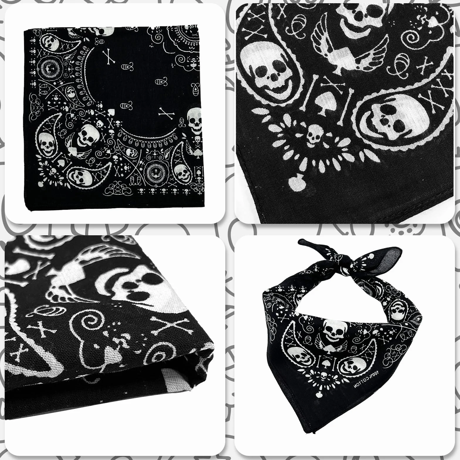 Czarna bandana z czaszką bandana, unisex bandana piracka Paisley, szalik na głowę, szaliki na szyję, stylowa kowbojska opaska na głowę, chusteczka, śliniak, impreza, nakrycie głowy na