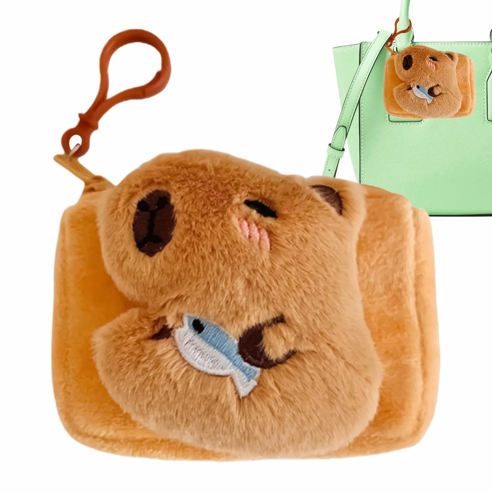 Portmonetka Capybara, urocza pluszowa portmonetka Capybara, urocza mała zabawka w kształcie zwierzaka, zabawna kreskówkowa torebka z paskiem, portmonetka na pieniądze, etui na przewód do słuchawek