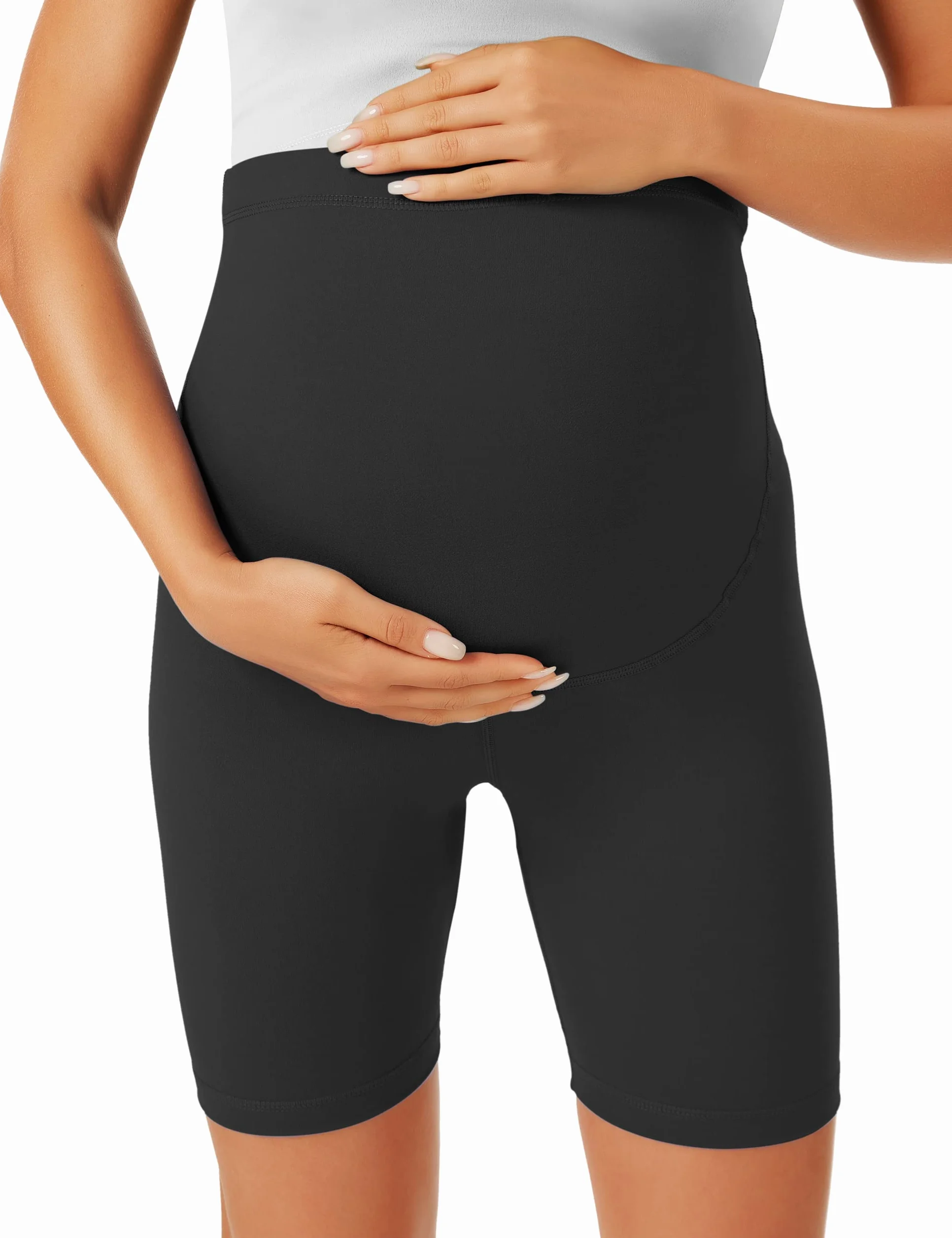 BAYDI Creamlush krótkie legginsy ciążowe, oddychające, z regulowanym ściągaczem, do jogi, pilatesu, domu, piżamy
