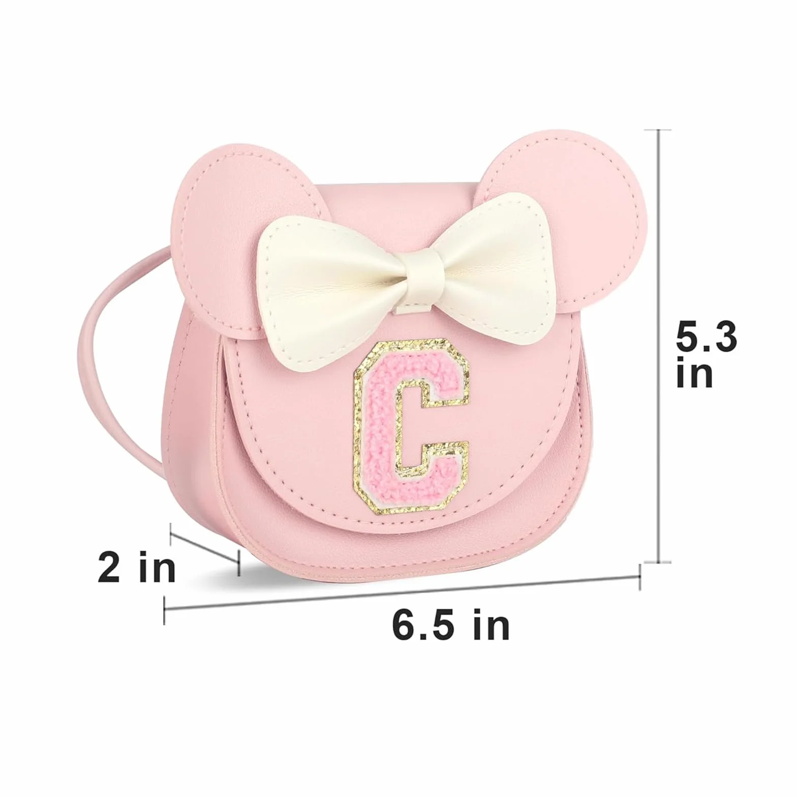 KU Prezent dla dziewczynki Little Mouse Ear Bow Crossbody Purse, PU mini torebka, torba na ramię dla dzieci, dziewczynek, małych dzieci w wieku 2-8 lat