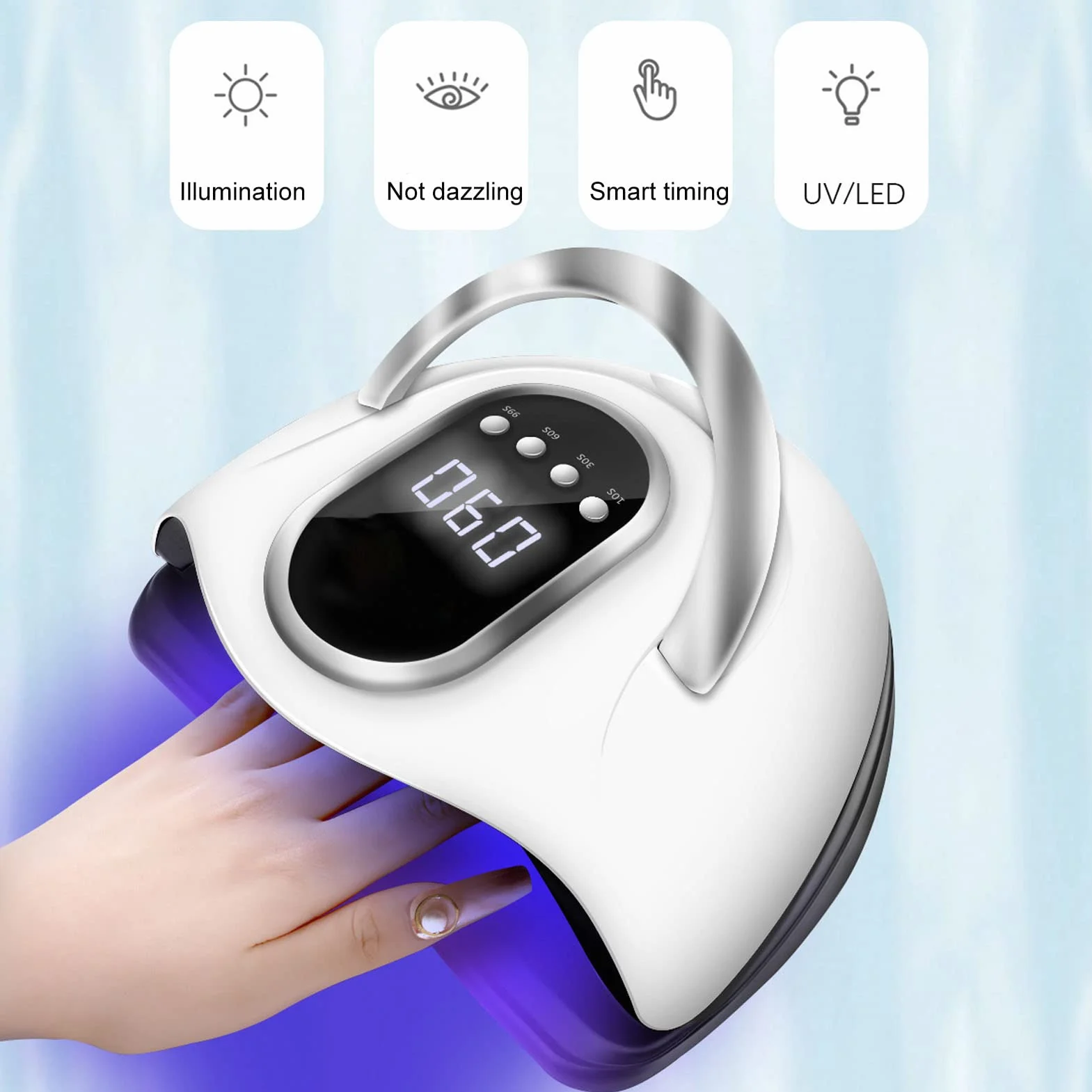 Lampa UV LED do paznokci, 280 W, lampa UV LED do paznokci żelowych, suszarka do paznokci, szybkoschnąca, z 4 timerami i 66 diodami LED, do paznokci u rąk i stóp, lakier żelowy