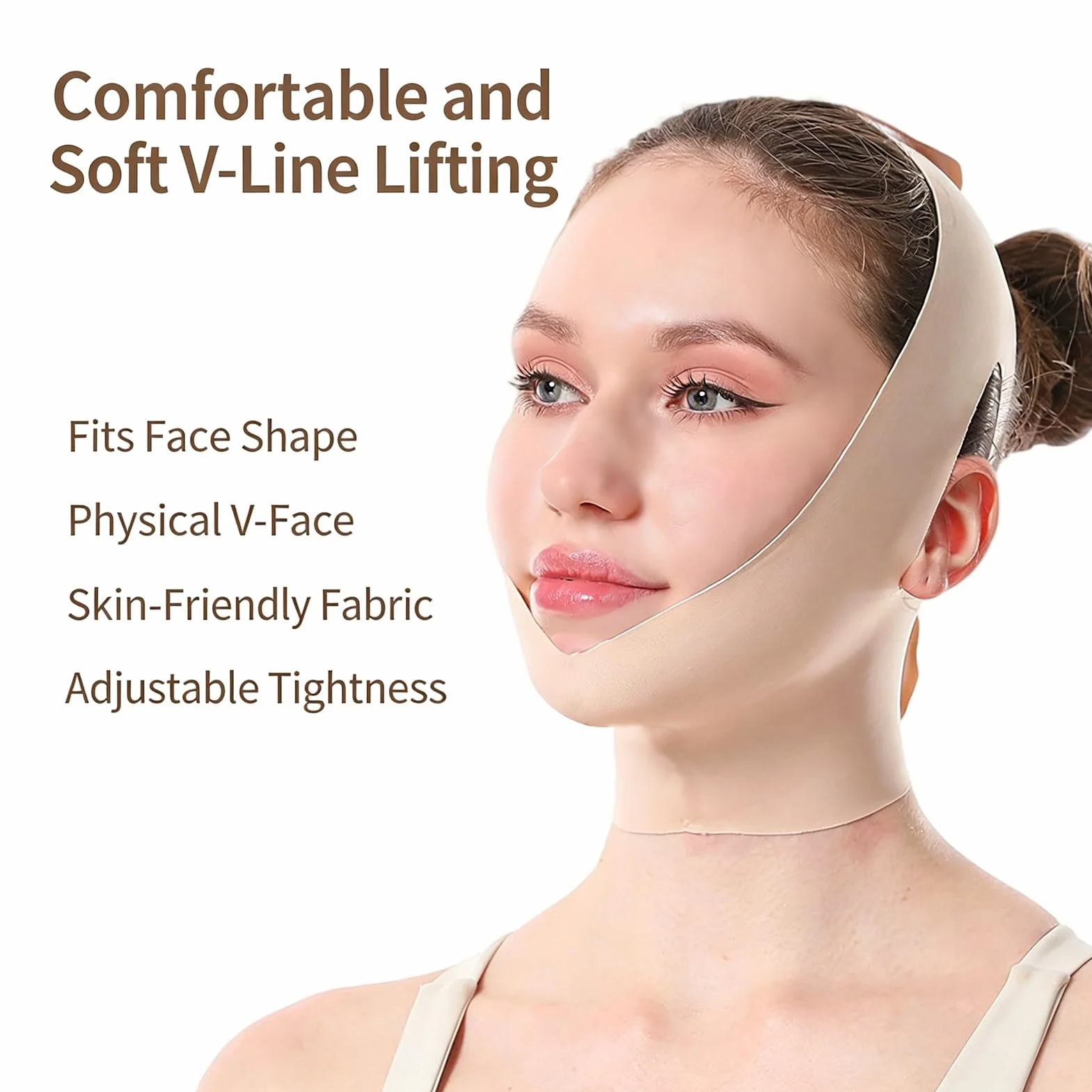 Chin Strap for Sleeping, Adjustable Breathable Face Slimming and Neck Tightening Wrap, Jawline Sculpting Strap for Girls, Daytime or Overnight Use
