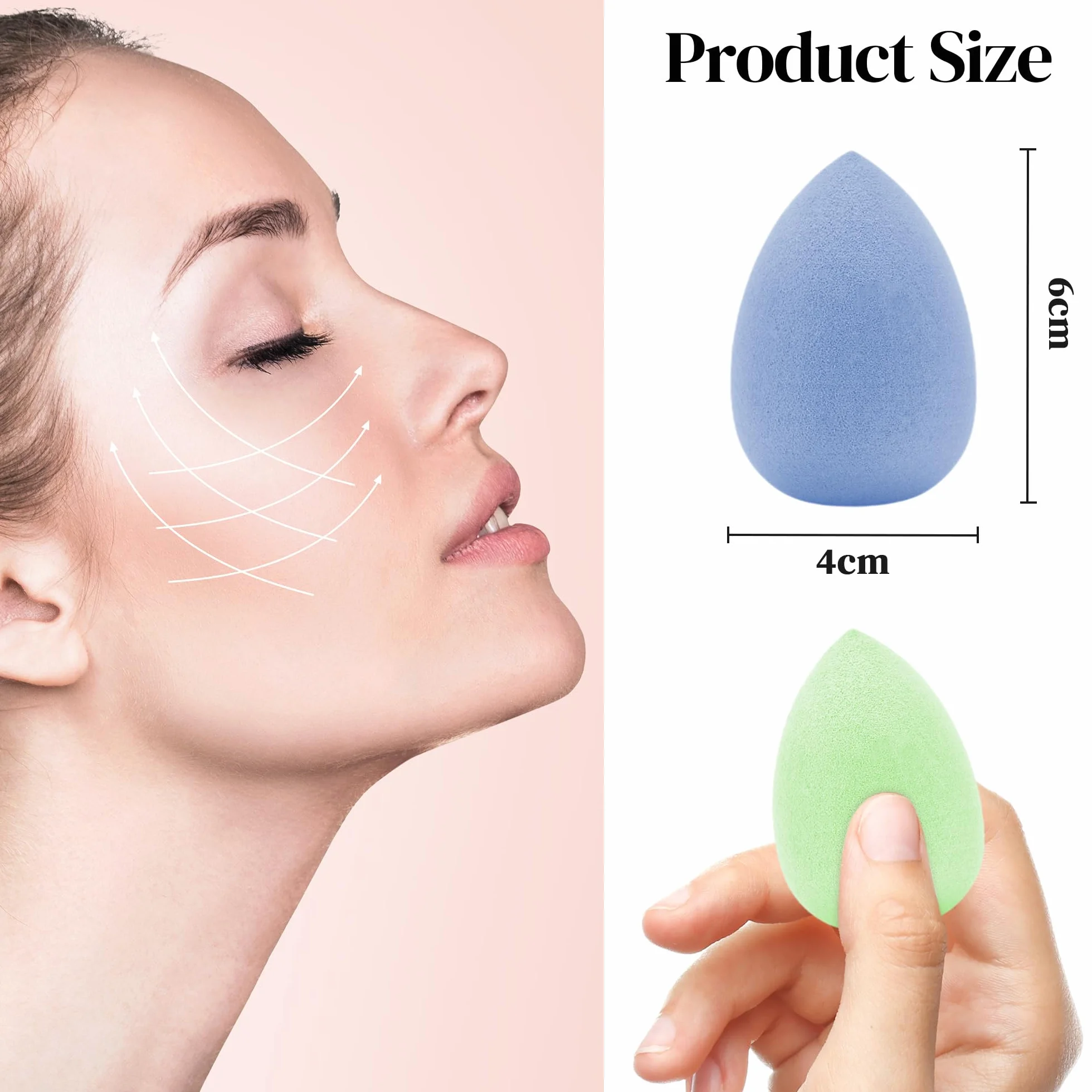 Gąbka do makijażu, 8 sztuk Gąbki do makijażu Beauty Foundation Blending, Blender gąbek do makijażu do płynnego podkładu, pudru z filtrem przeciwsłonecznym, puszek do pudru, kremu, prezent dla kobiet