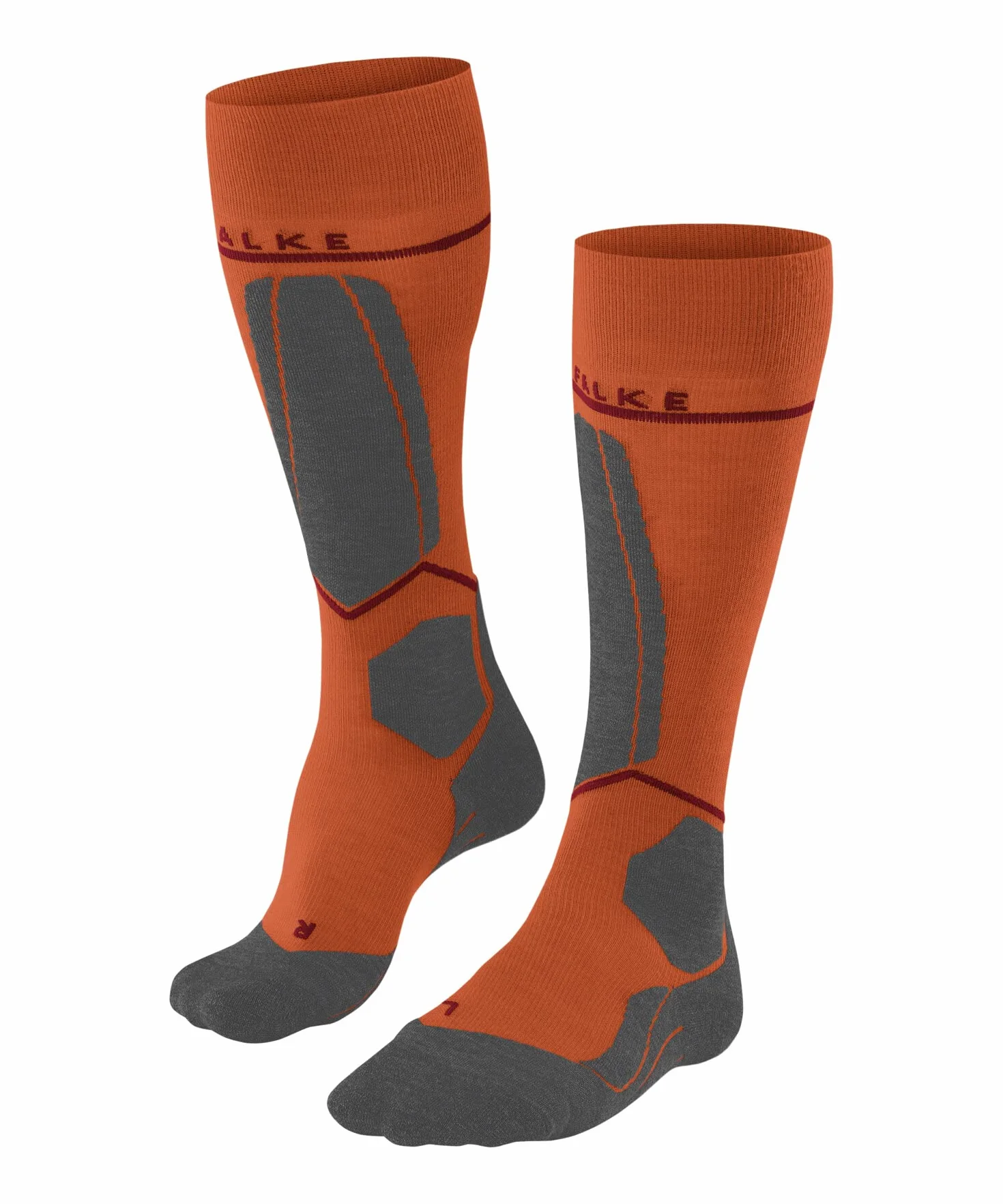 FALKE Mężczyźni Skarpety narciarskie SK4 Energizing Light M Kh Wełna kompresyjne 1 Para, Pomarańczowy Flash Orange 8034, 42-43