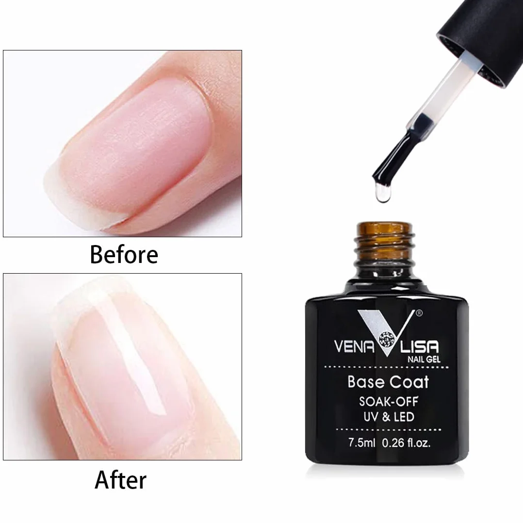 VENALISA Base and Top Coat with Nail Primer Gel lakier do paznokci, zestaw lakierów do paznokci, długotrwały, bez wycierania, utwardzany top coat shiny soak off UV LED Gel Polish (Need Curing Under UV