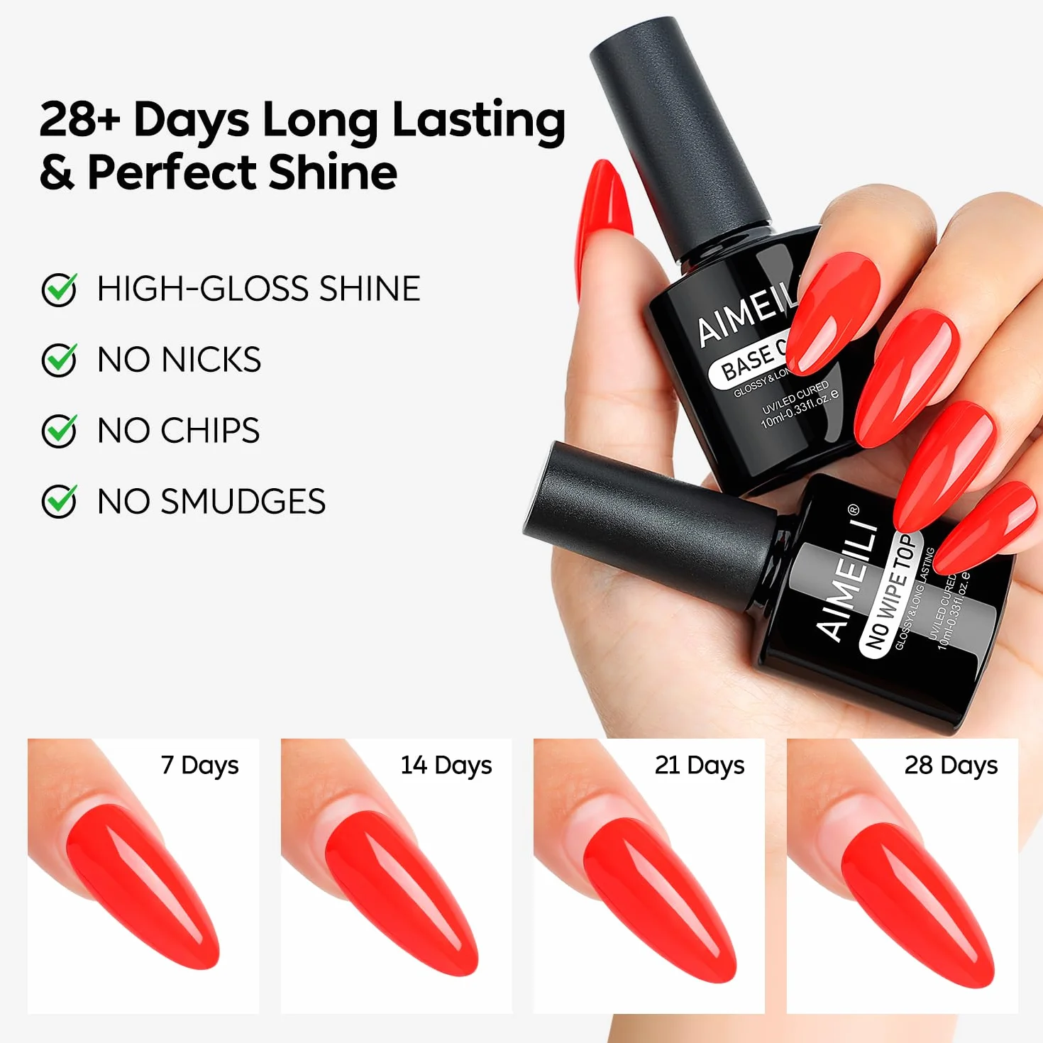 AIMEILI Nail Prep i podkład i lakier nawierzchniowy do żelu, dehydratora i podkładu i lakieru półtrwałego do paznokci zestaw 4 x 10 ml