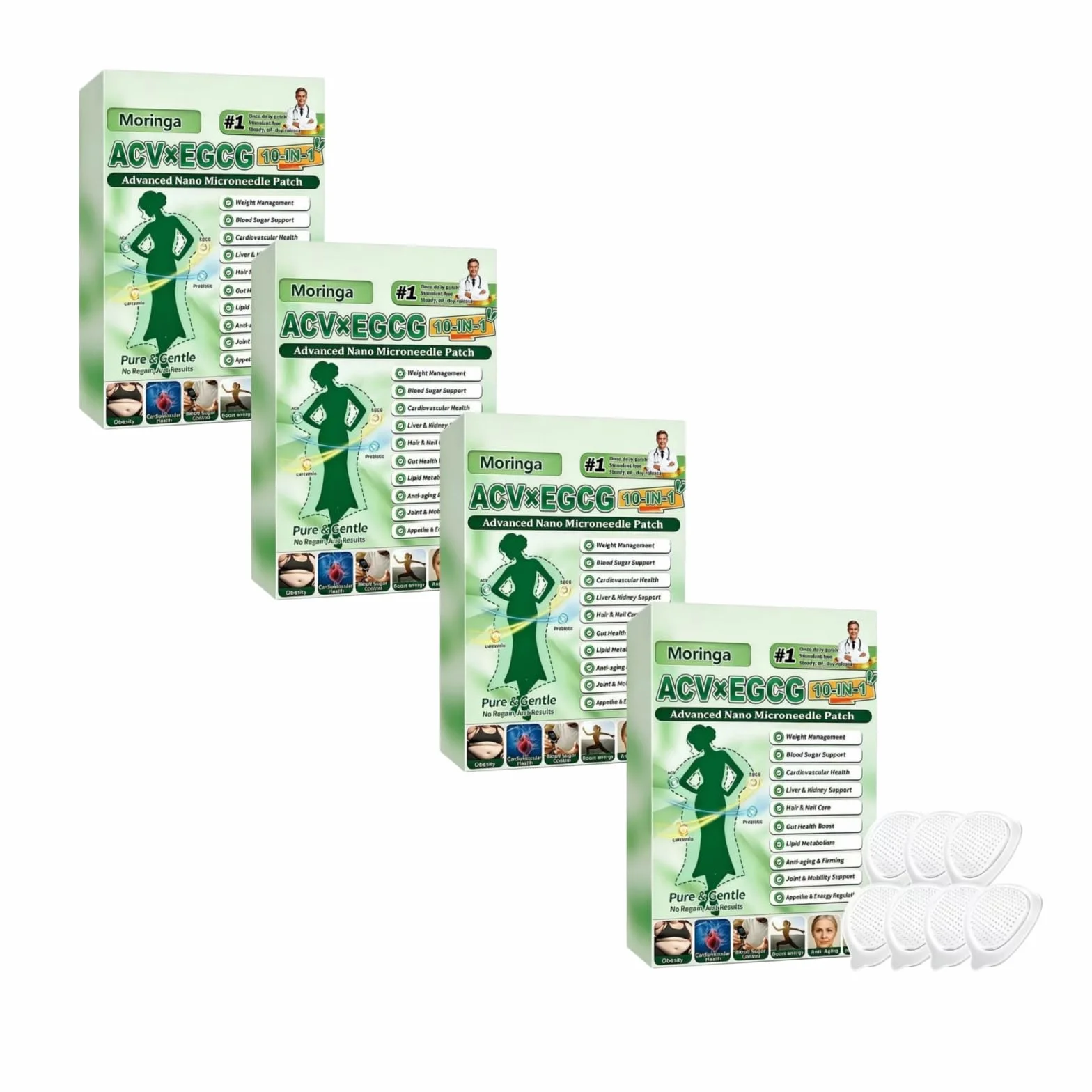 Moringa i berberyna Nano Microneedle Plaster 10 w 1, odchudzający brzuch i odchudzanie, niewidoczna pod ubraniem, naturalna i łatwa do nałożenia dla mężczyzn i kobiet