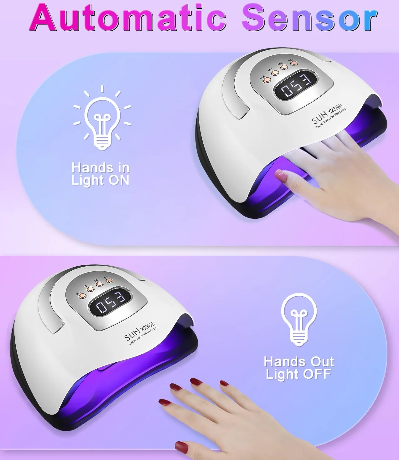Lampa UV LED do paznokci 380W, profesjonalna automatyczna suszarka, szybkoschnąca, 81 lampa LED, duży ekran LCD, 4 timery 10s/30s/60s/99s
