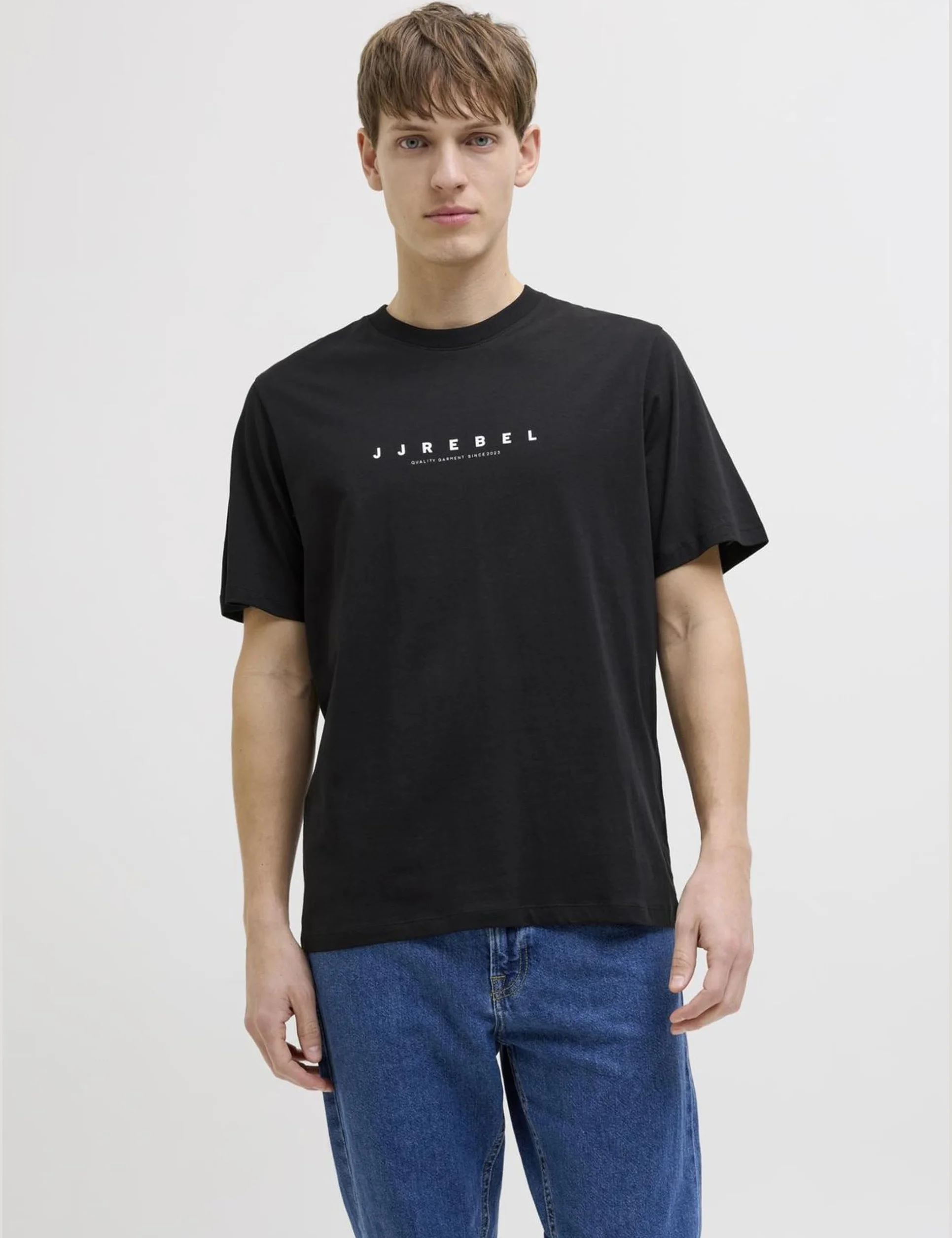 JJ REBEL Jrebrocky Logo Tee SS Crew Neck, czarny, M