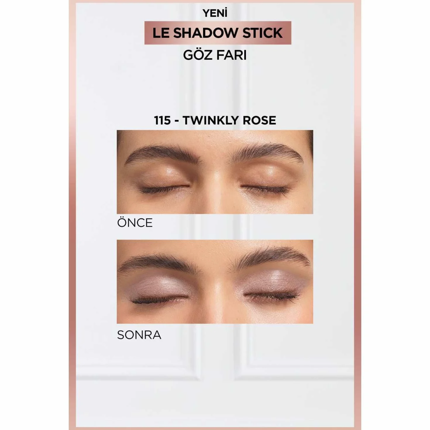 L'Oréal Paris Cienie do powiek w praktycznym formacie pisaka, błyszczące wykończenie, długotrwała tekstura żelowa, Le Shadow Stick by Paradise, nr 115 Twinkly Rose, 1,4 g