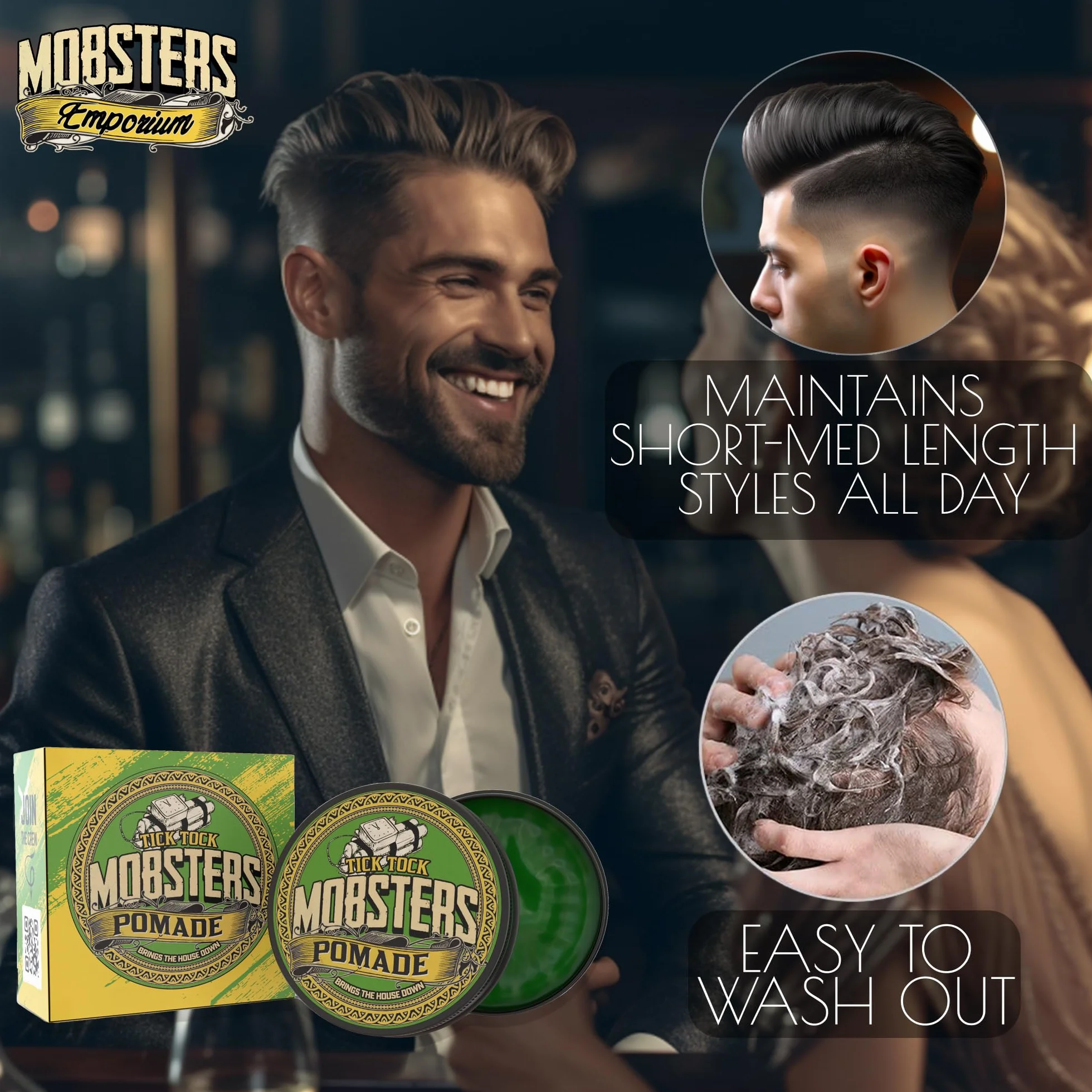 Mobsters Hair Pomade wosk do włosów na bazie wody, matowy, puszka 140 ml (Toothless Tony)