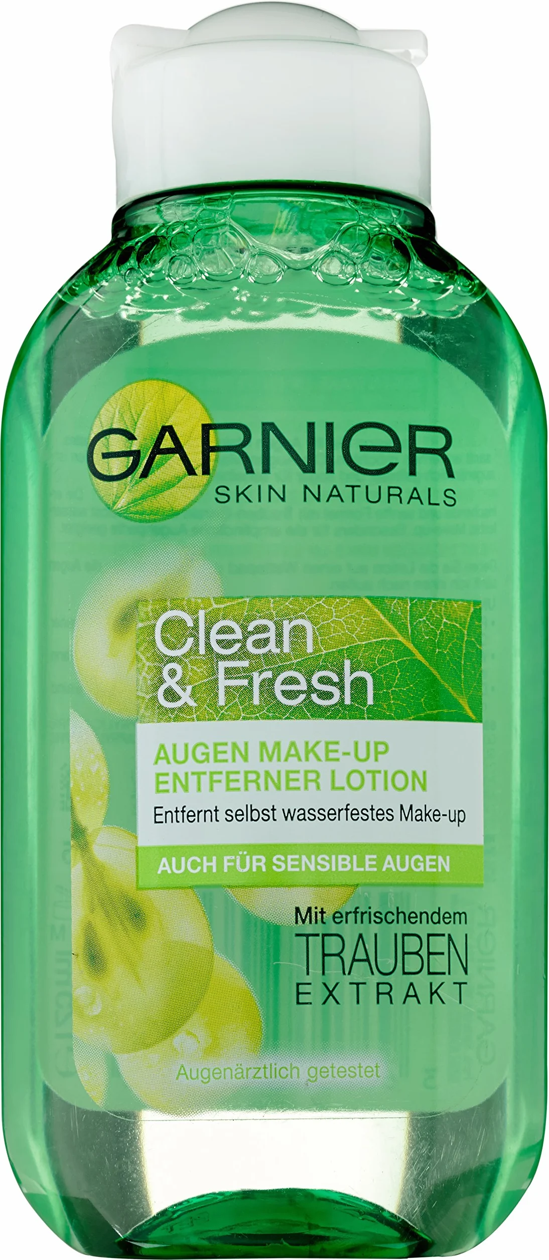 Garnier Środek do usuwania makijażu oczu/demakijażu oczu, usuwa nawet wodoodporny makijaż, z ekstraktem z winogron, testowany okulistycznie, Skin Naturals, 1 x 125 ml