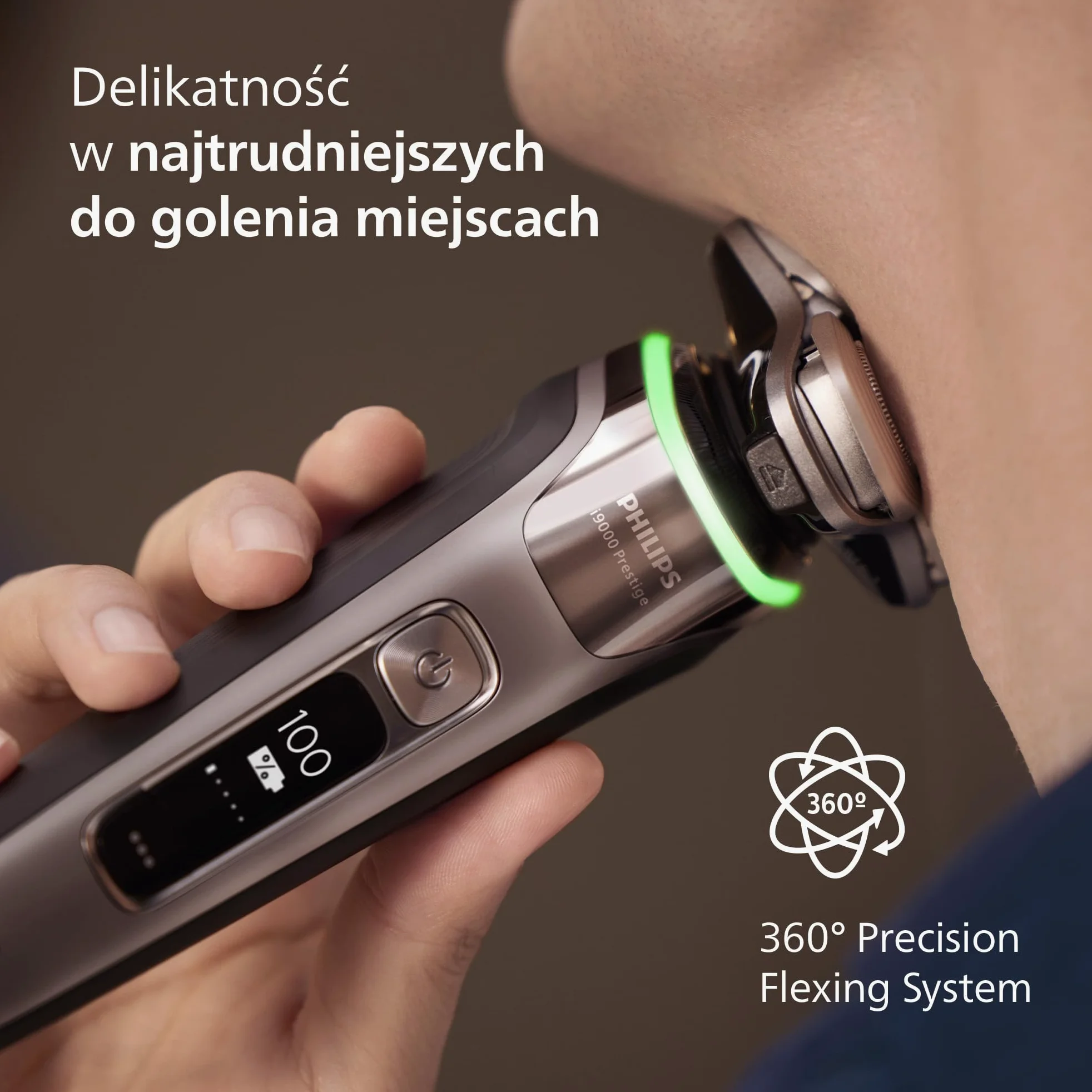 Philips Shaver i9000 Prestige, golarka elektryczna do golenia na sucho i mokro z technologią Skin IQ, System Triple Lift & Cut, podwójne ostrza SteelPrecision 360º, stylizator brody, Model XP9202/33