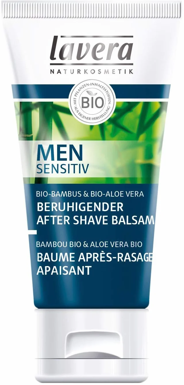 lavera Men sensitiv uspokajający balsam po goleniu – z bambusem organicznym i aloesem – zapobiega zaczerwienieniom skóry i uspokaja wrażliwą skórę po goleniu – naturalny kosmetyk – wegański – ekologiczny (1 x 50 ml)