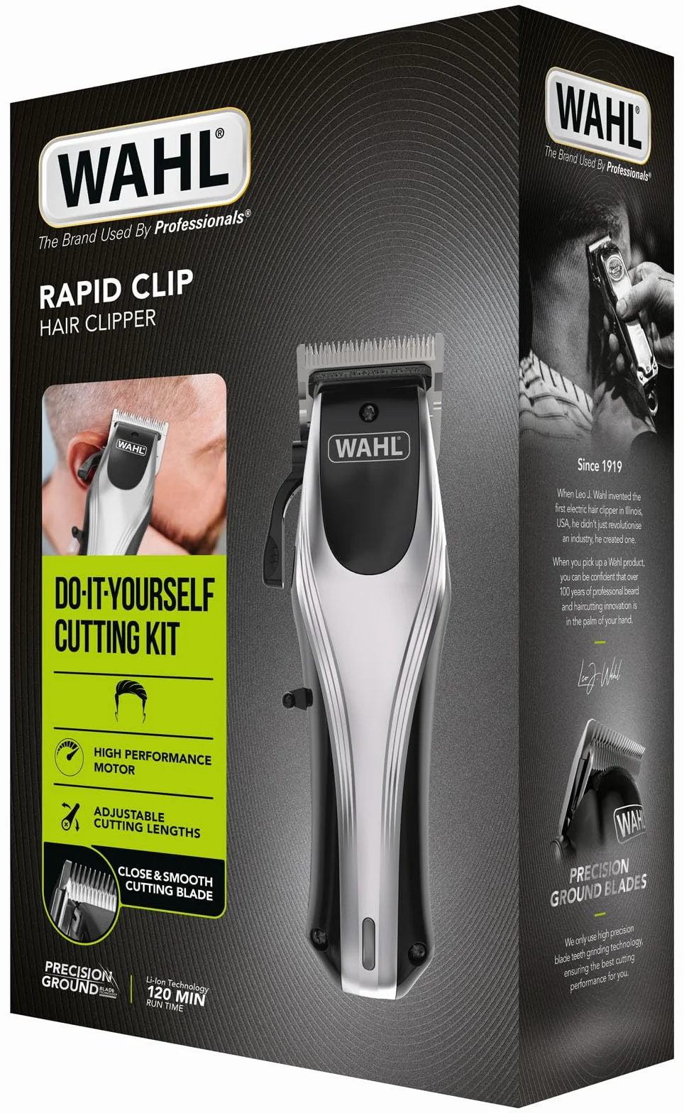 Wahl Rapid Clip, maszynka do włosów dla mężczyzn, do ponownego ładowania, litowo-jonowa, profesjonalna jakość, bezprzewodowa maszynka do włosów