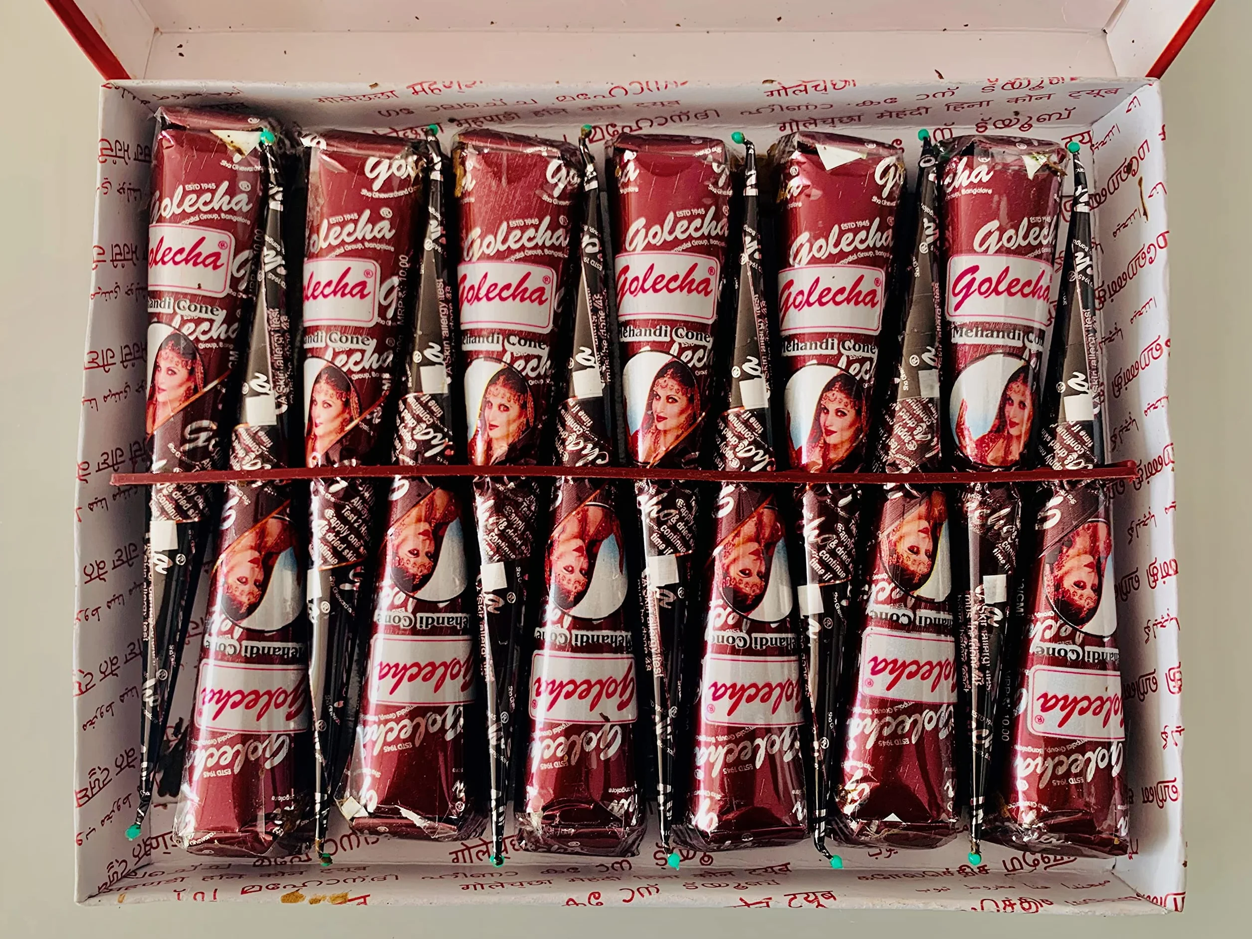 12 x pasta do henny stożek z olejkiem do tatuażu, sztuka ciała, pieg, henna, wieczór, wesele, czerwono-brązowe, nowe małe India w Niemczech