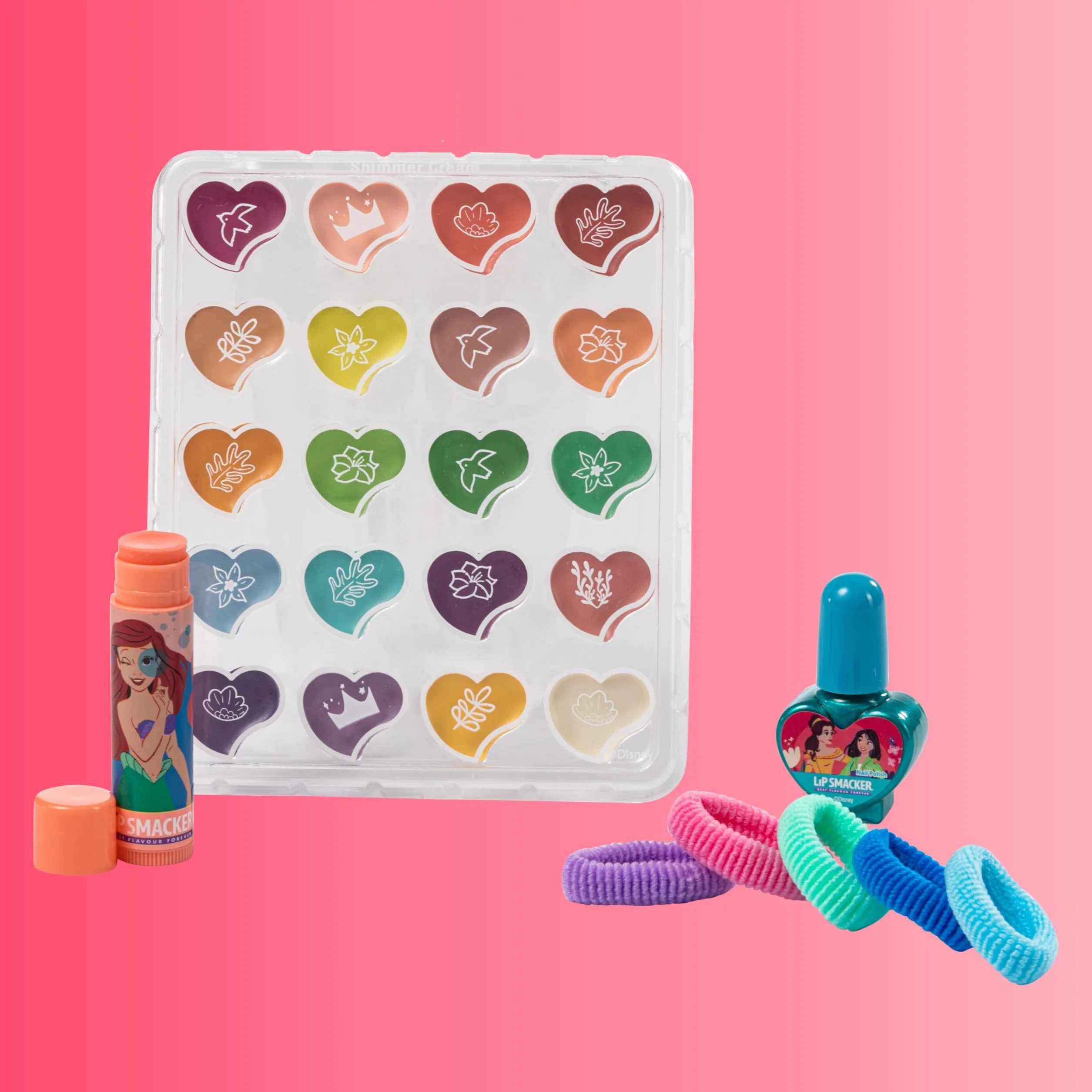 Lip Smacker Disney Princess Trolley, Zestaw do Makijażu dla Dziewczynki, 40+ Elementów do Makijażu Twarzy, Ust i Paznokci, w Tym Akcesoria Kosmetyczne do Włosów i Makijażu