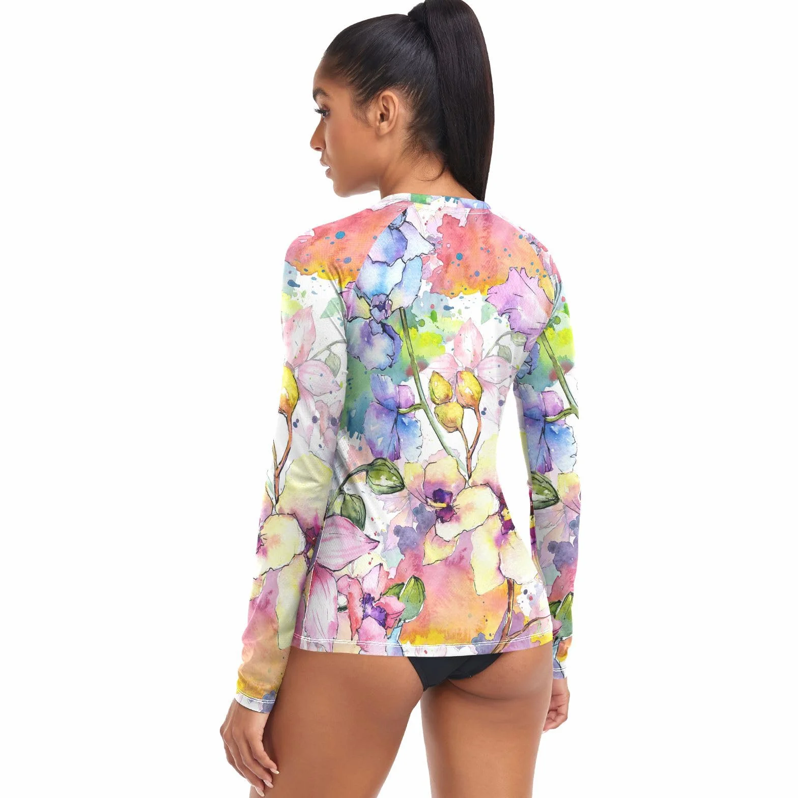 linqin Damskie koszulki Rashguard UPF 50+ z długim rękawem do pływania