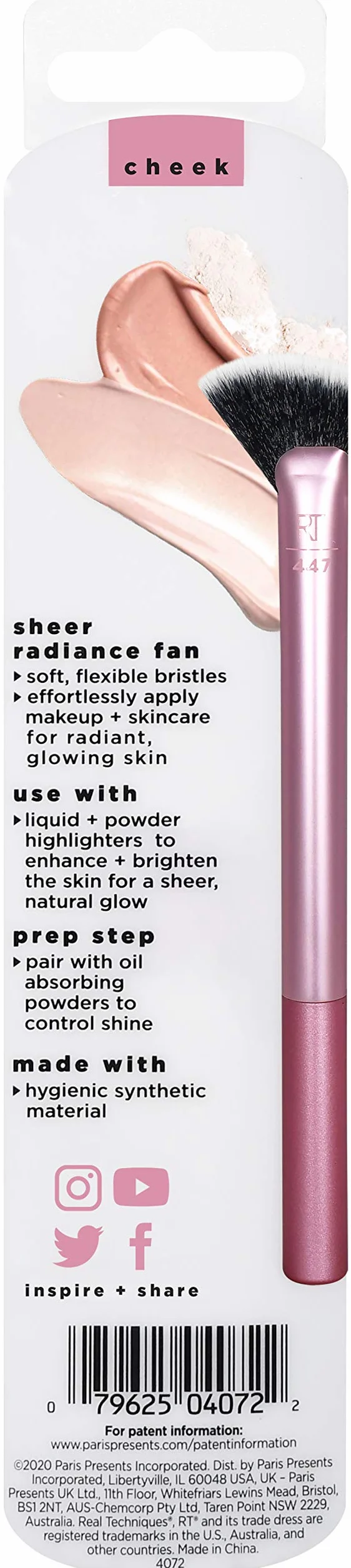 REAL TECHNIQUES Pędzel wachlarzowy Sheer Radiance, do zakreślaczy i proszków, 1 opakowanie