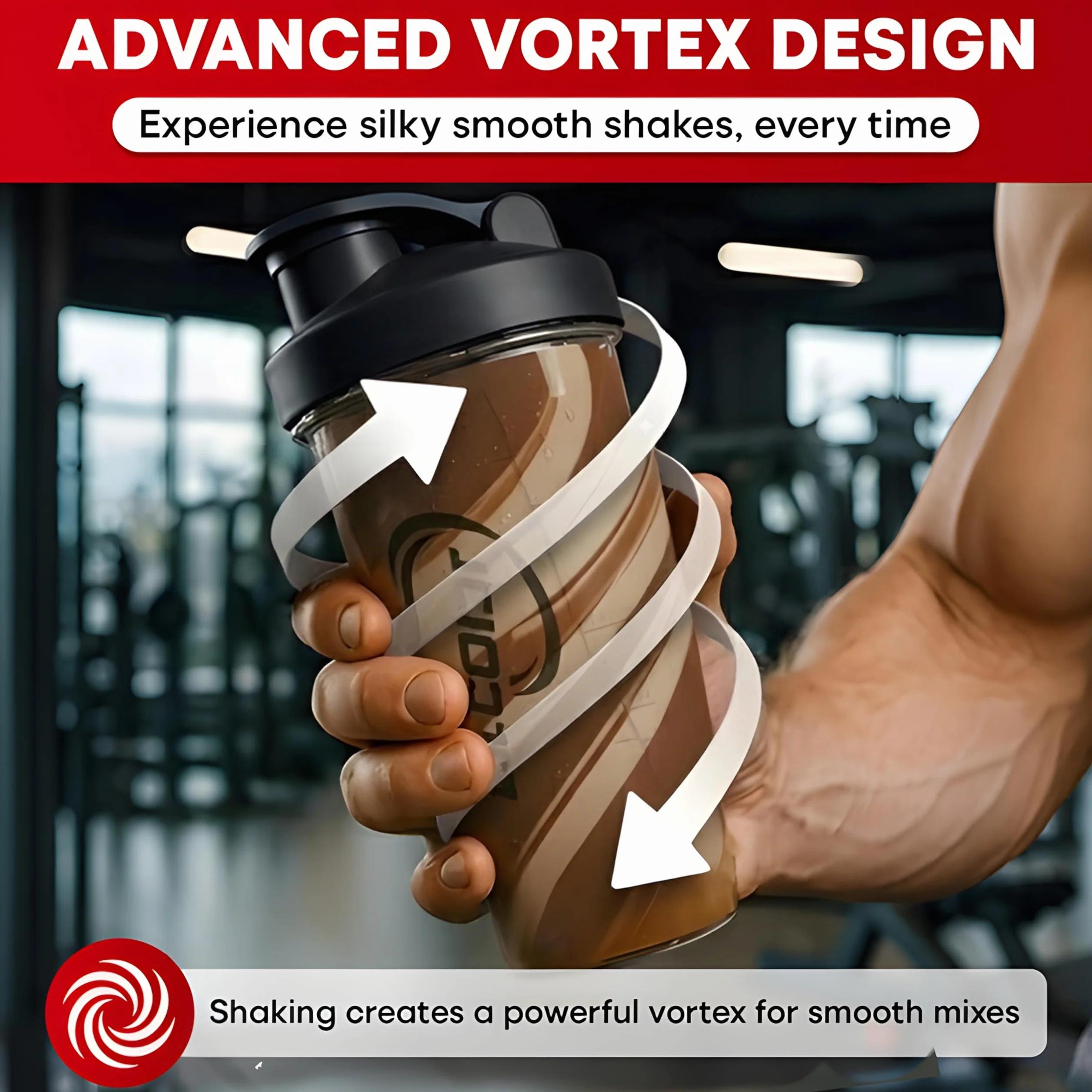 Vortex Protein Shaker Bottle 700 ml – wysokiej jakości kubek do koktajli proteinowych i smoothie, szczelny i trwały, do aktywnego stylu życia
