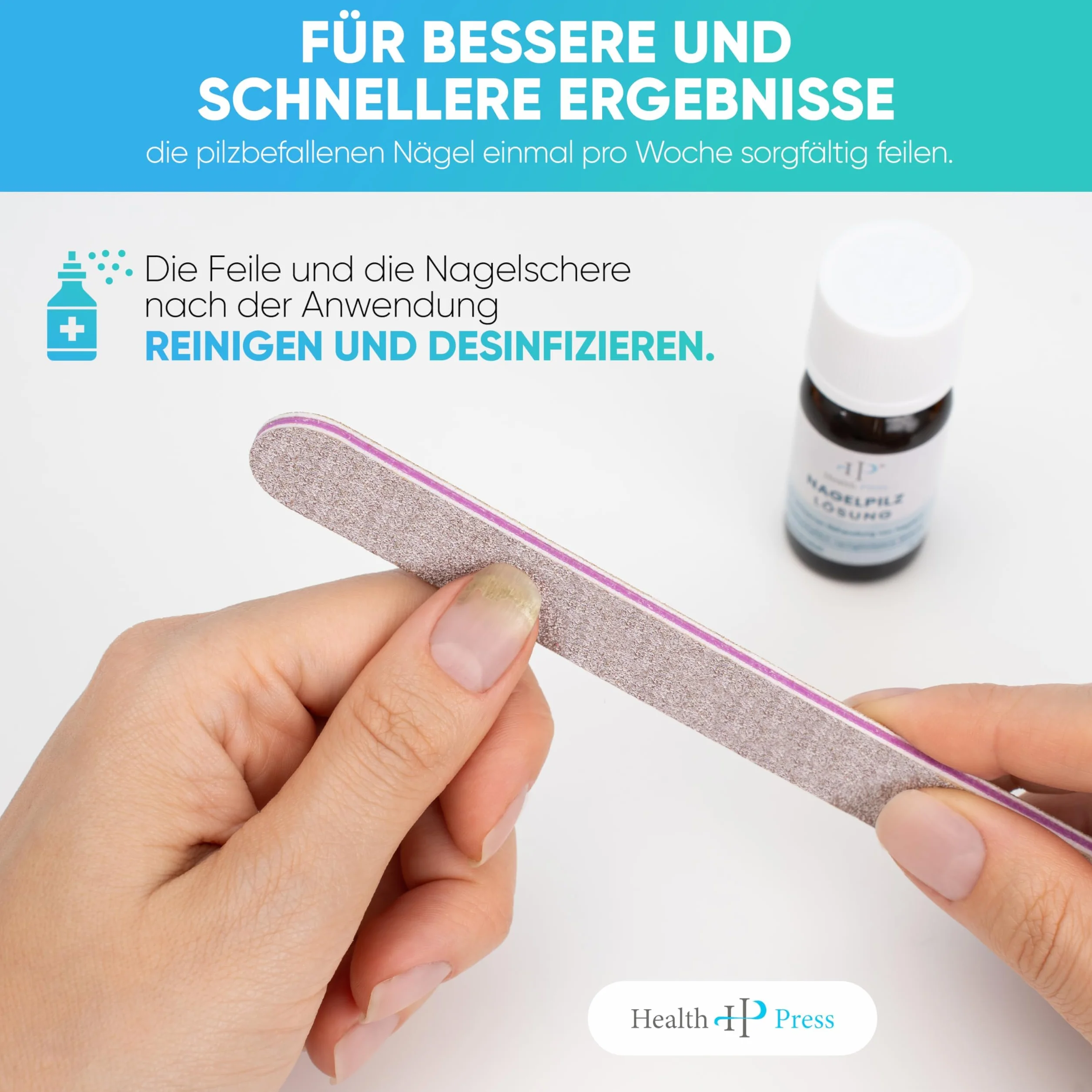 Health Press® Środek do usuwania grzybicy paznokci – 10 ml płyn przeciw grzybicy paznokci – do stóp i dłoni – kuracja do paznokci dla diabetyków – środek grzybiczy paznokci do