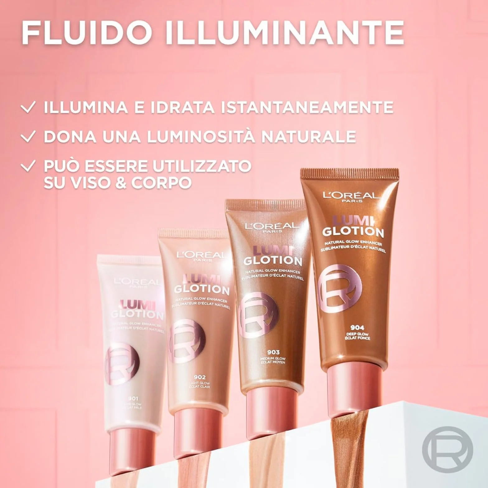L'Oréal Paris Lumi Glotion Rozświetlacz w płynie odcień 902 Light Glow + 904 Deep Glow 2x 40 ml