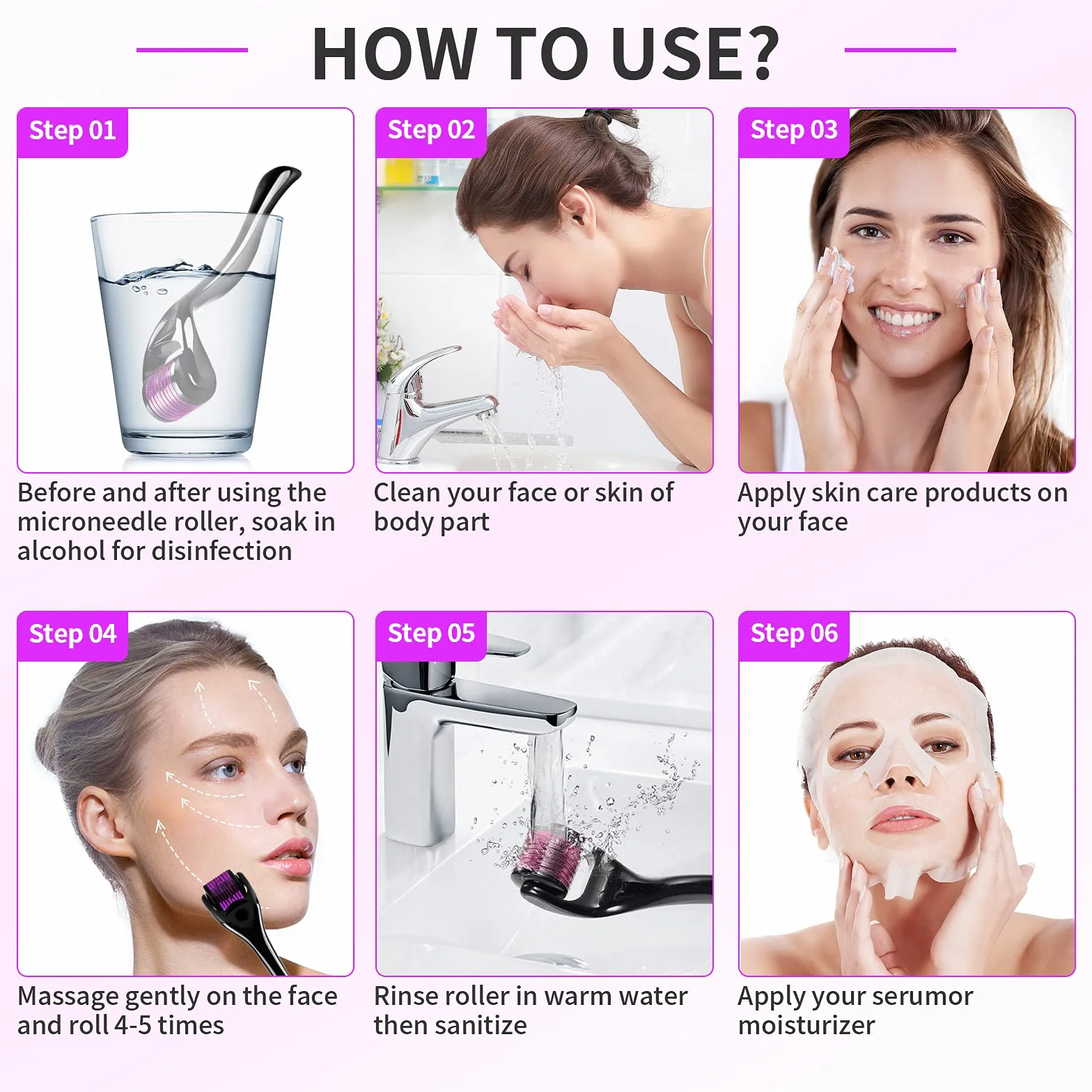 Derma-roller 0,5 mm, 540 tytanowy wałek z mikroigłami do skóry twarzy, odmładzająca, przeciwzmarszczkowa, regeneracja skóry, wypadanie włosów, blizny po trądziku, rozstępy