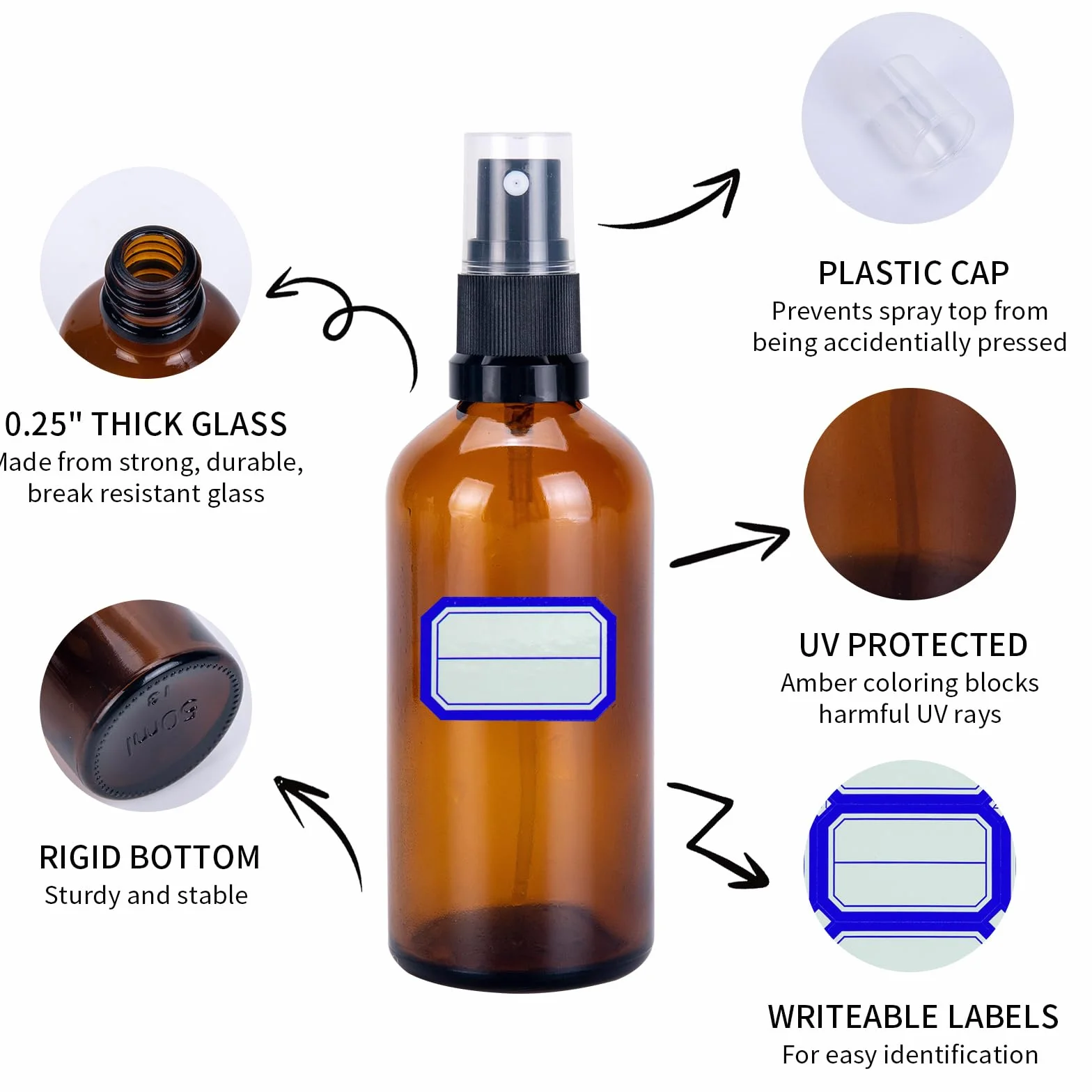 2 × mała butelka z rozpylaczem, szklana, 50 ml, brązowe szkło