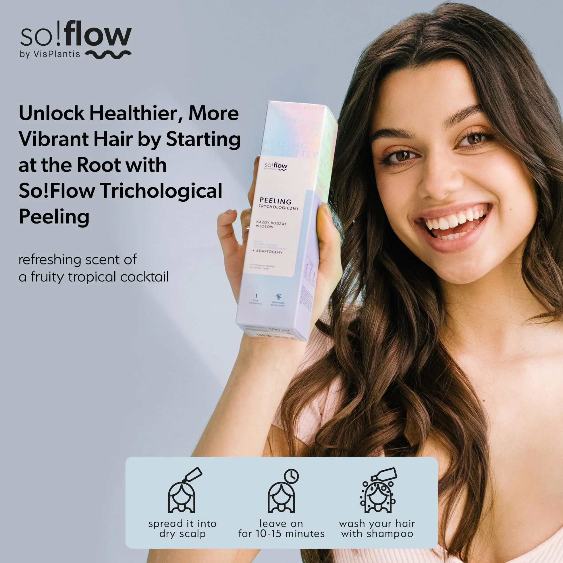 Peeling do Skóry Głowy So!Flow: Głębokie Oczyszczanie i Nawilżanie, Usuwanie Zanieczyszczeń i Nadmiaru Sebum, Łagodzenie Podrażnień, Zawiera Grzyb Reishi i Kompleks Kwasów Owocowych
