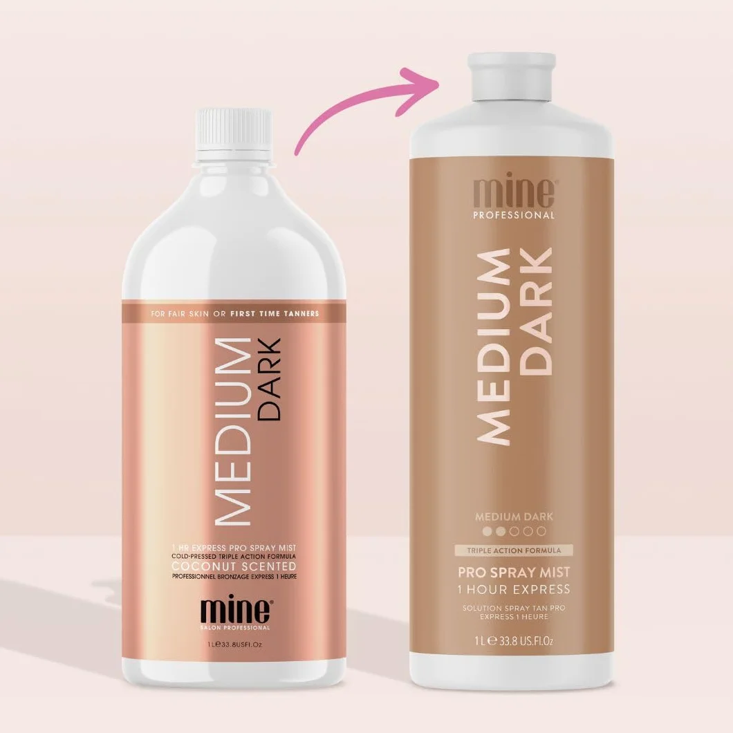MineTan Medium Dark Professional Spray Tan 1L Subtelnie brązowe lśniące wykończenie