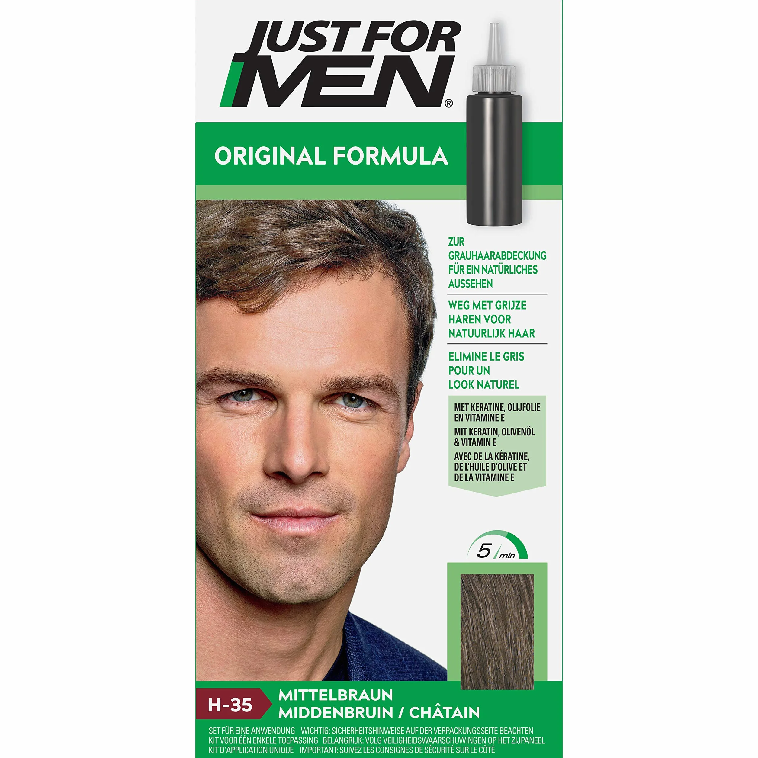 Just For Men Original Formula Farba do Włosów dla Mężczyzn, H35 Średni Brąz, 70 g
