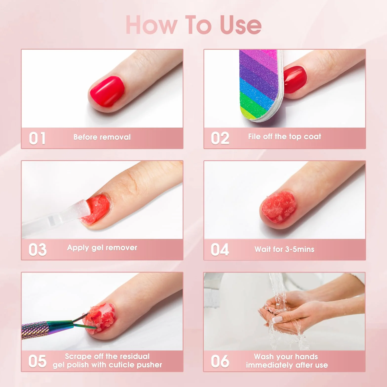 ROSALIND Magic Remover Środek do usuwania lakieru do paznokci UV, 2 szt. 11 ml