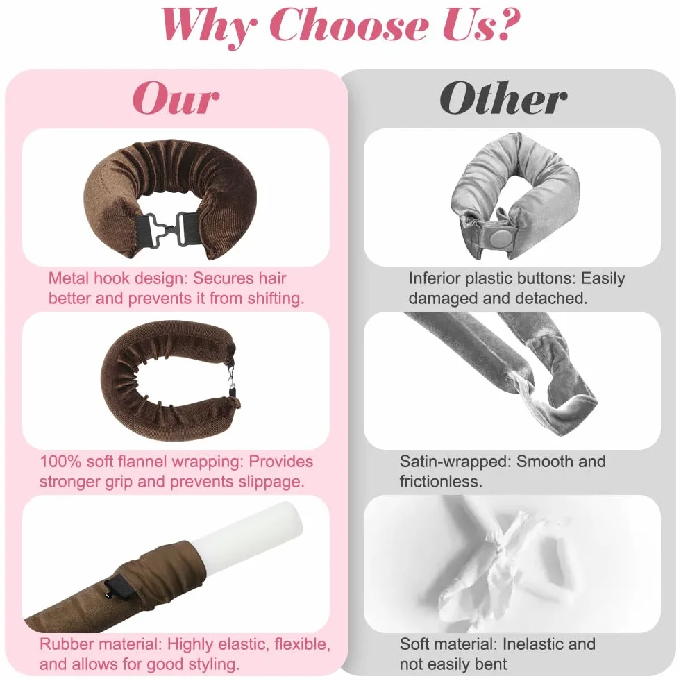 9 sztuk wałków do włosów bez ciepła, satynowe loki bez ciepła, zestaw wałków do włosów DIY Hair Curler Rollers, wałki do włosów dla objętości, loki bez ciepła do długich i średnich włosów