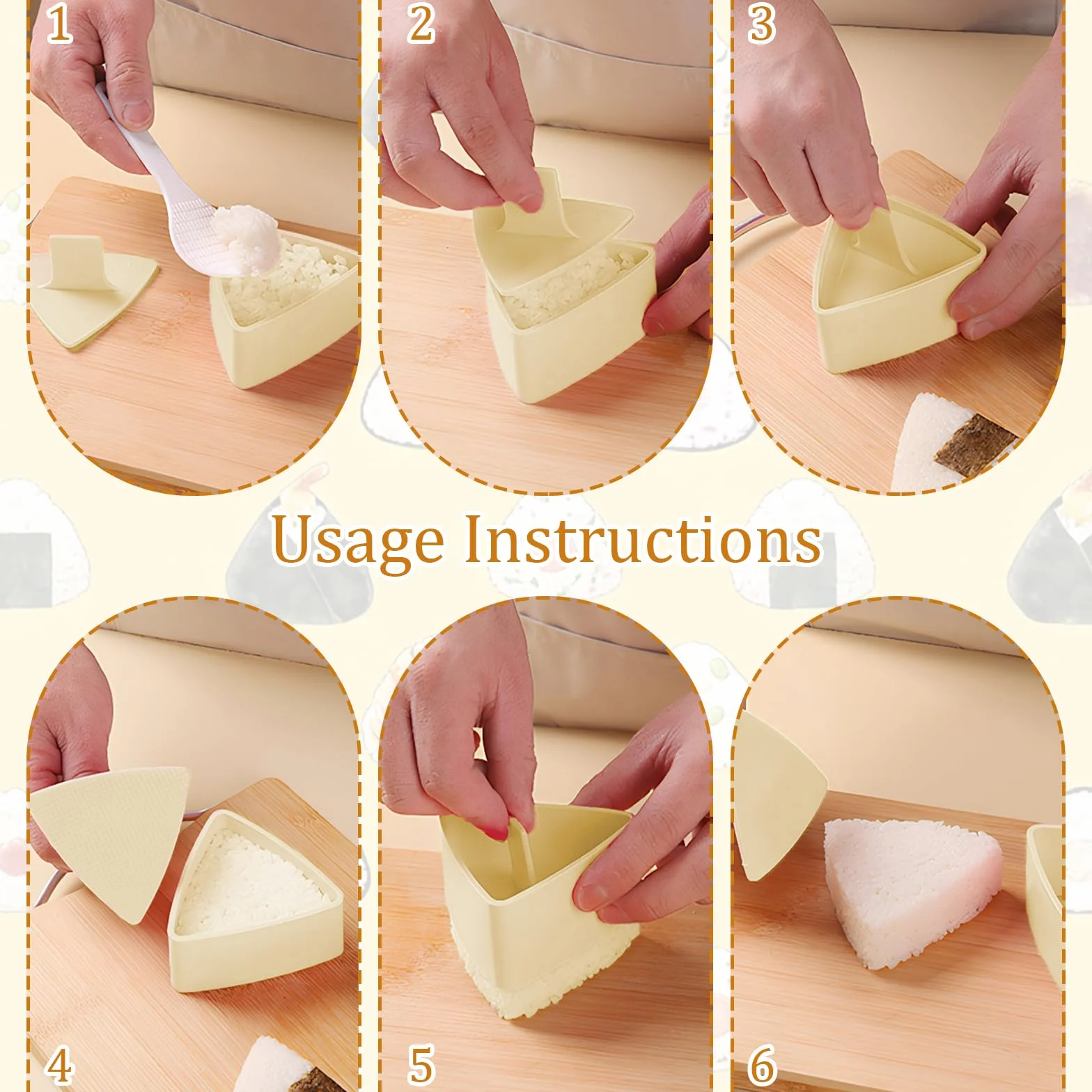 3 formy Onigiri Onigiri, gładka powierzchnia, nadaje się do samodzielnego przygotowania sushi i kulek ryżowych, idealne dla początkujących
