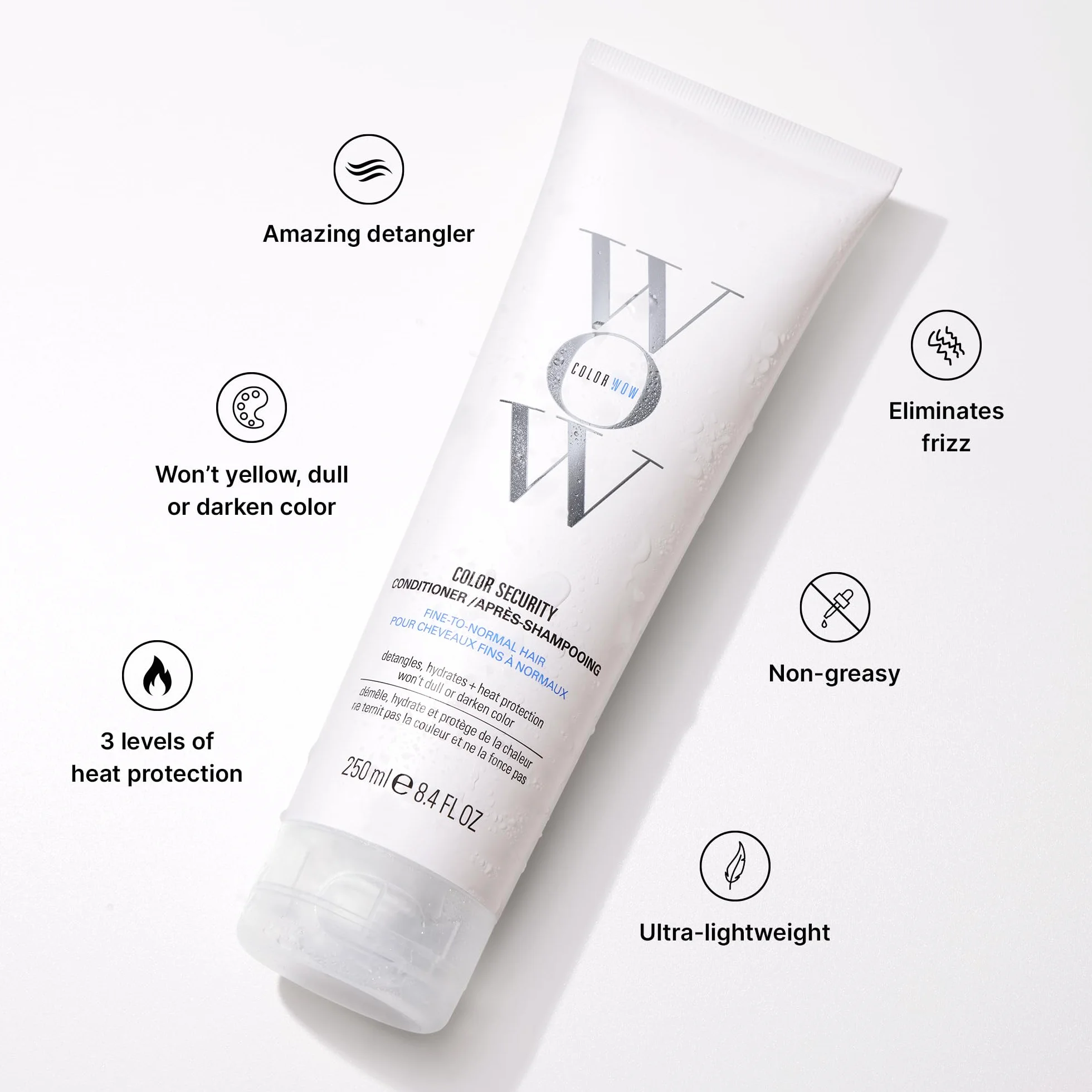 Color Wow Color Security Conditioner - Odżywcza odżywka do włosów normalnych i cienkich - Odżywka do włosów z odżywczymi składnikami dla silnych i zdrowych włosów - 250 ml