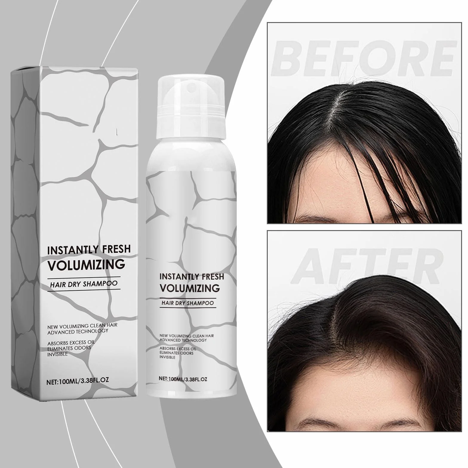 Suchy szampon, Instantly Fresh Volumising Hair Dry Shampoo Powder, Natural Volumising Spray do stylizacji, objętość włosów, odświeżający i nieścieralny (2,100 ml)