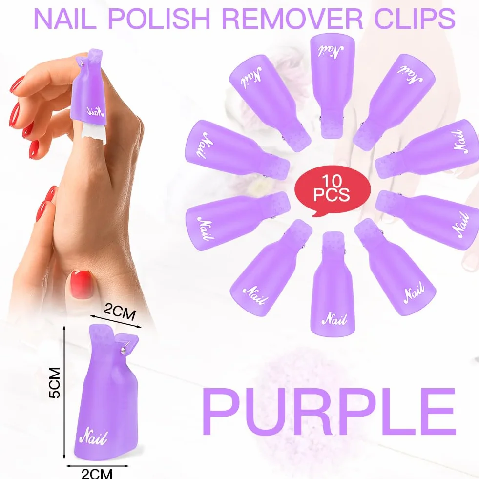 LOPHE Klipsy do usuwania lakieru do paznokci do żelu Soak Off i akrylowego manicure UV - fioletowe