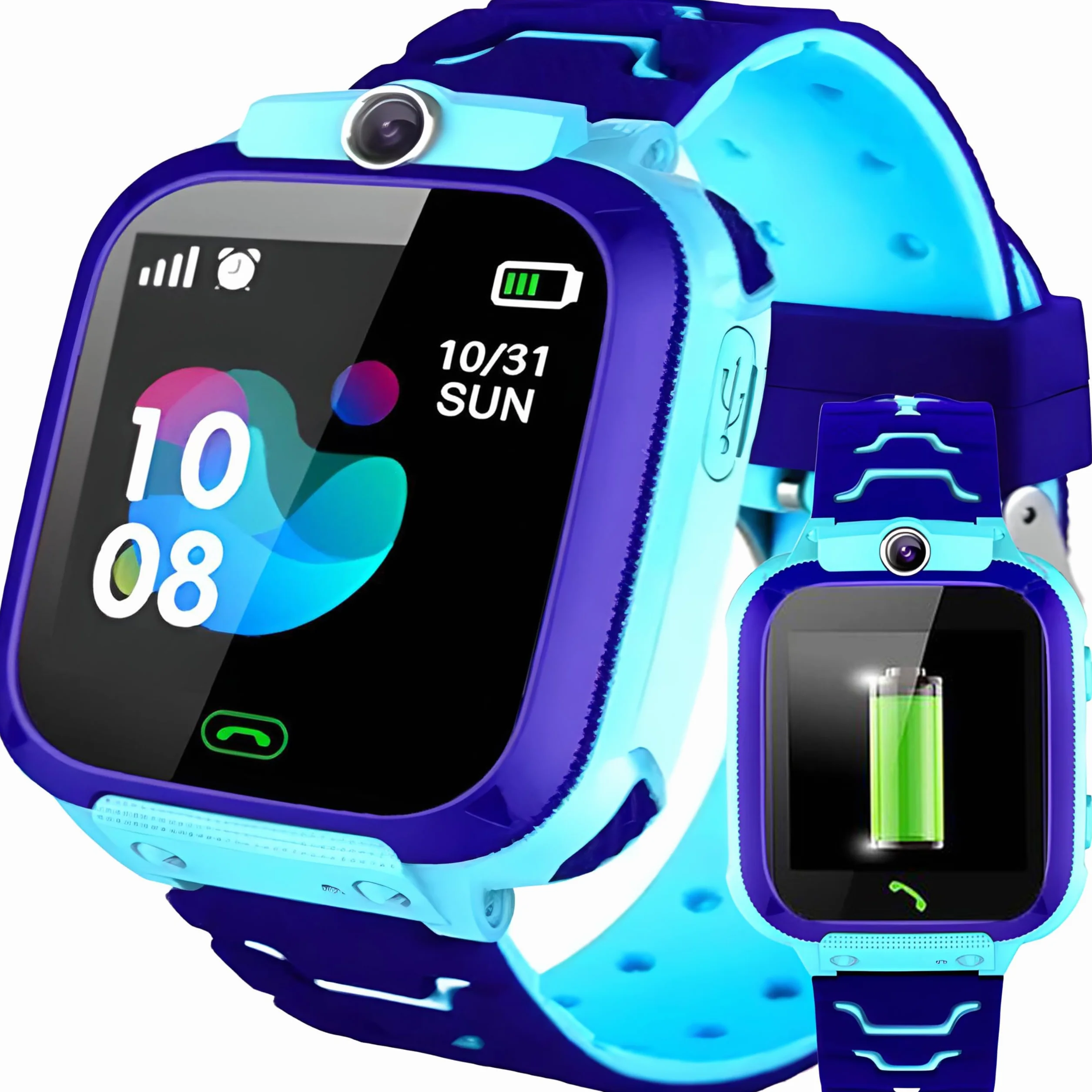 Retoo dziecięcy smartwatch dla chłopców i dziewczynek zegarek na rękę Smart GPS SOS telefon komórkowy smartwatch dla dzieci z muzyką budzikiem trybem szkolnym latarką kolor niebieski